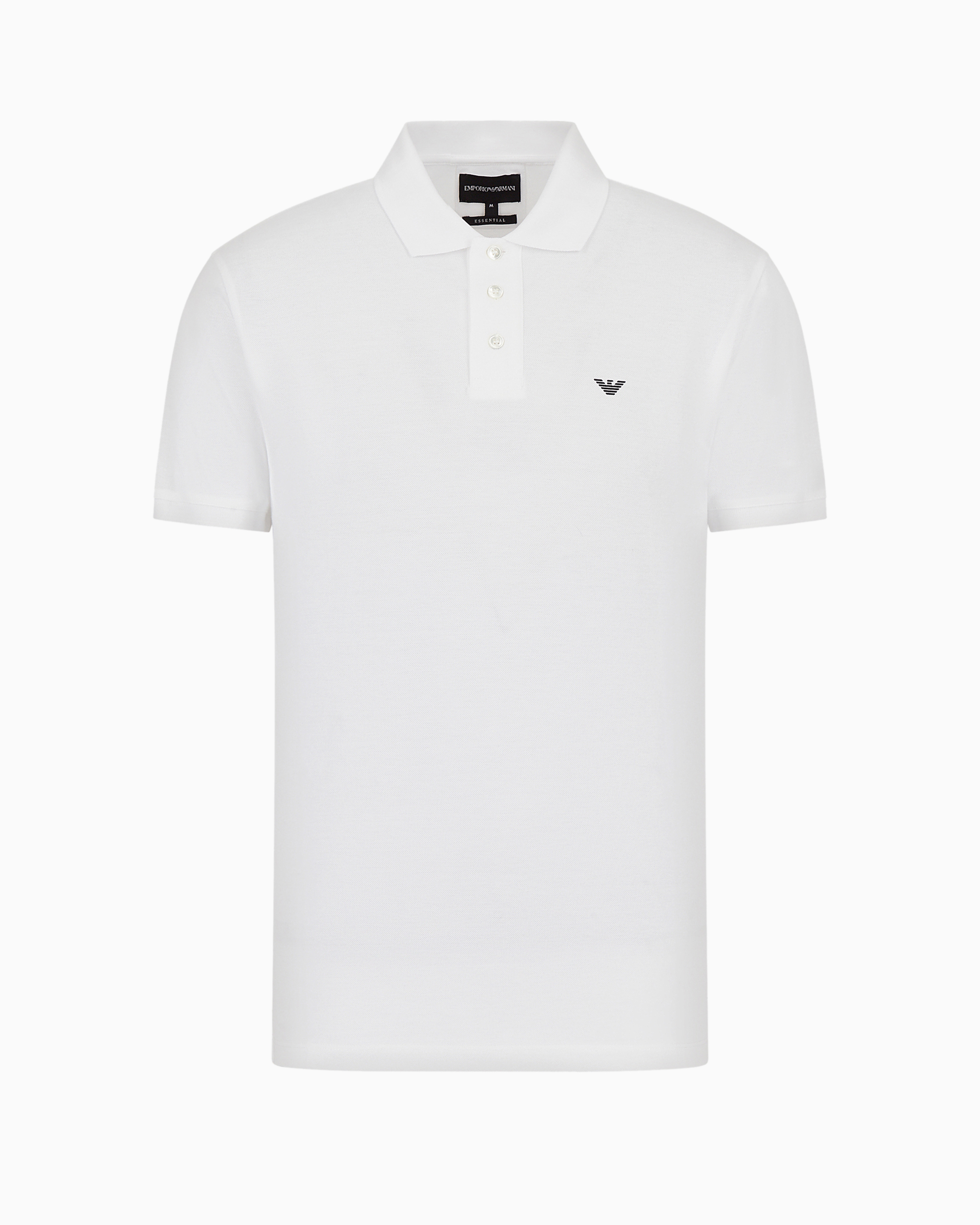 Emporio Armani Logo Embroidery Cotton Polo Shirt In White