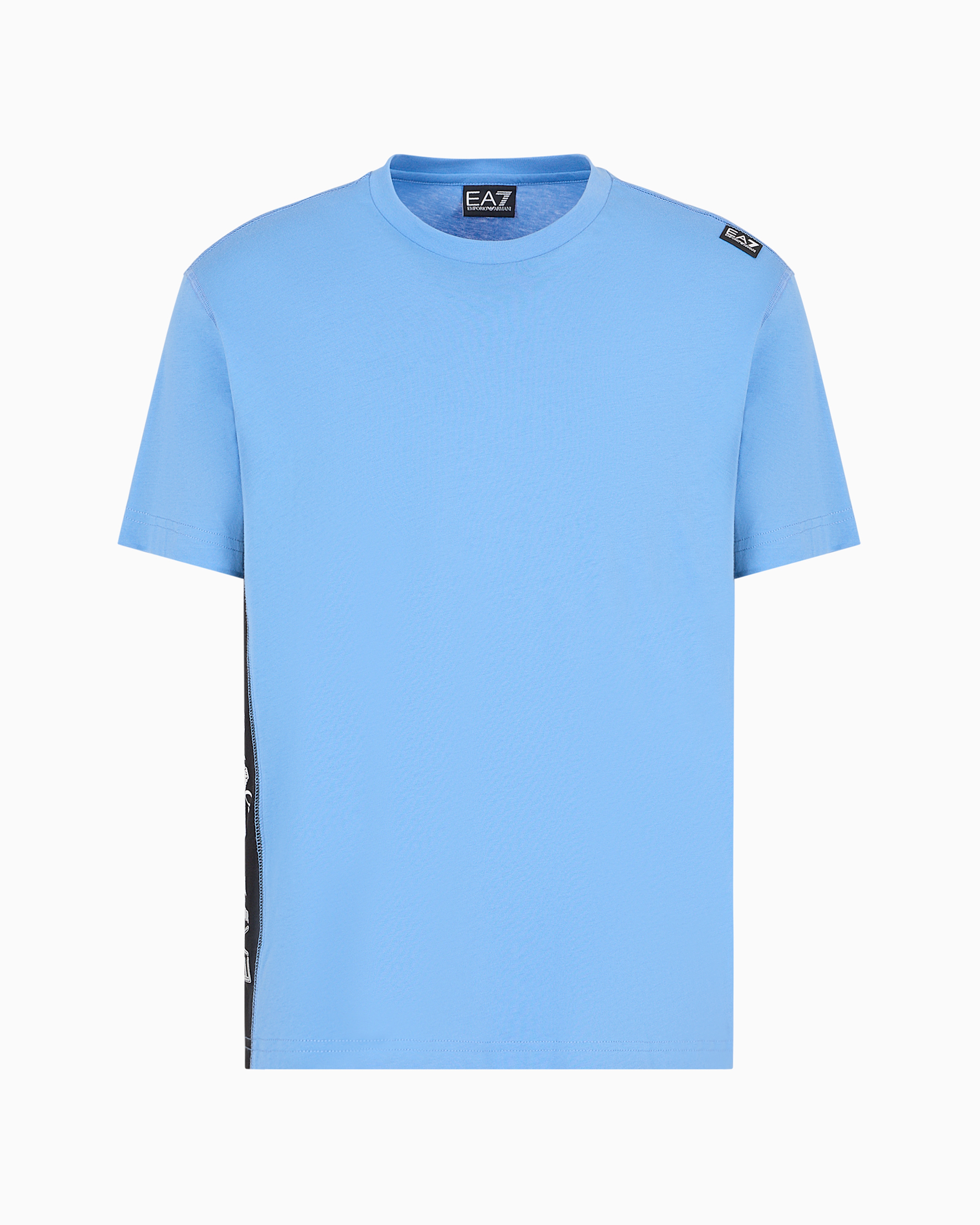 Ea7 Official Store Logo Series Cotton Crew-neck T-shirt In Azure