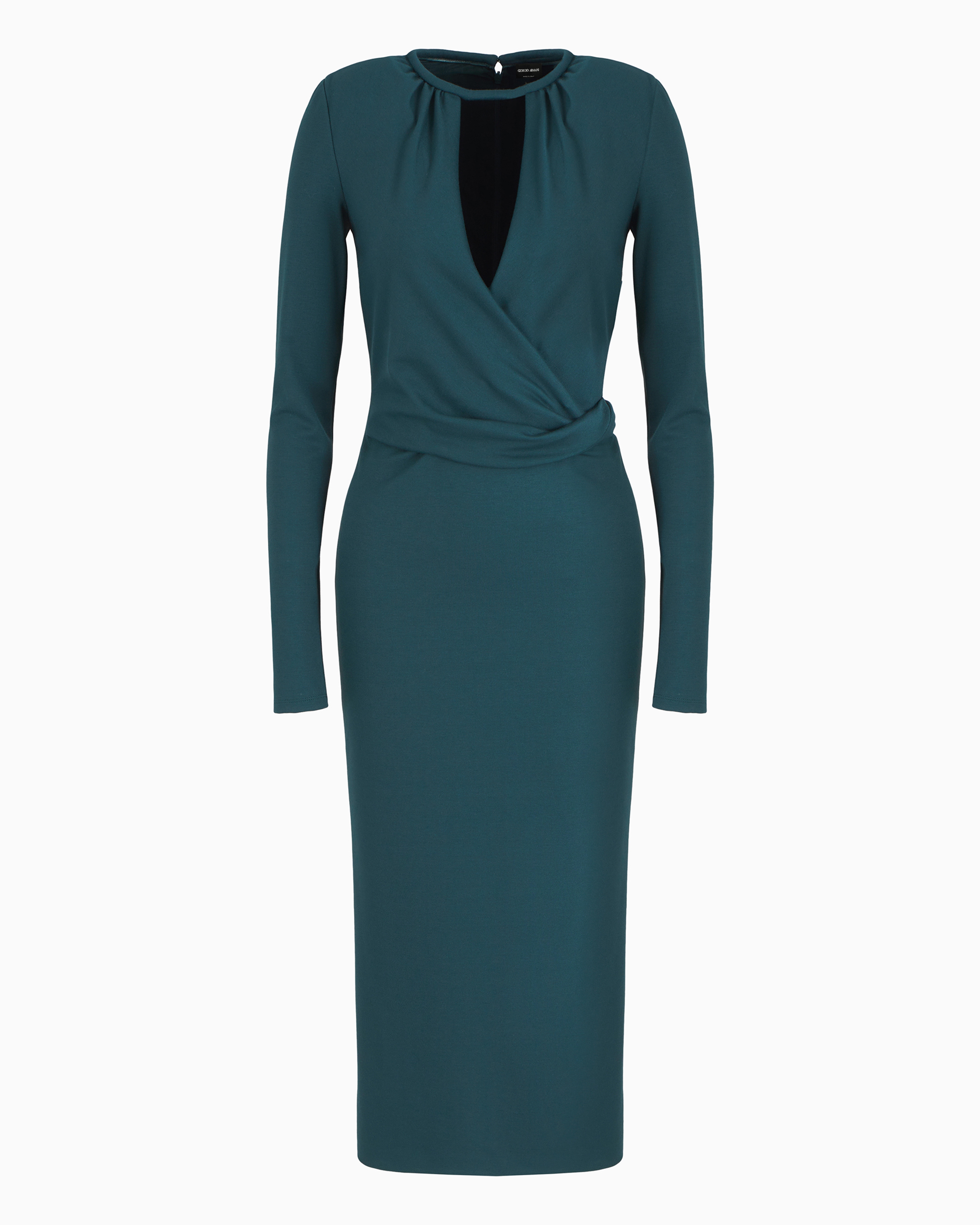 Giorgio Armani Official Store Asv Viscose-blend Midi Dress In Vert