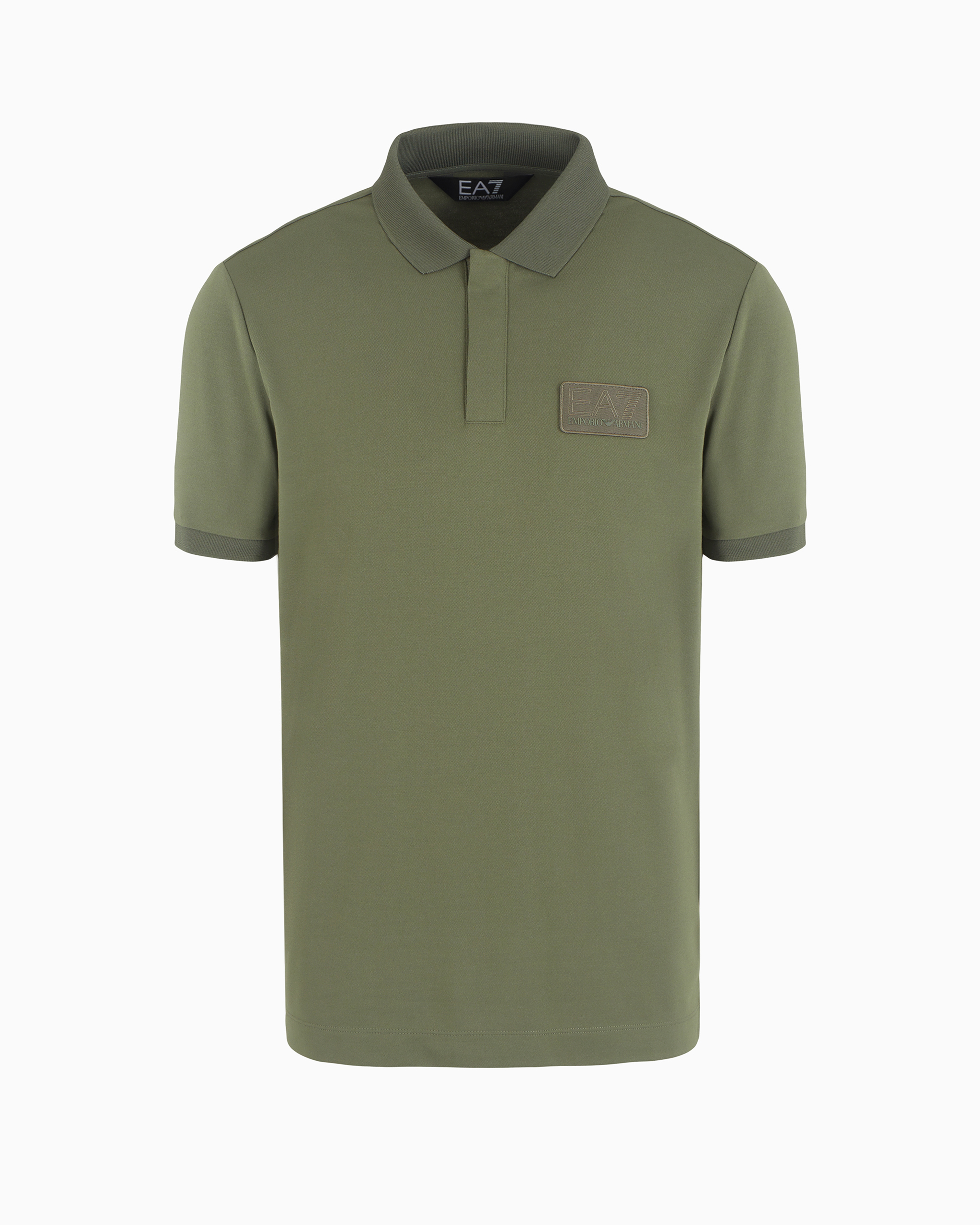 Ea7 Lux Identity Modal-blend Short-sleeved Polo Shirt In Green