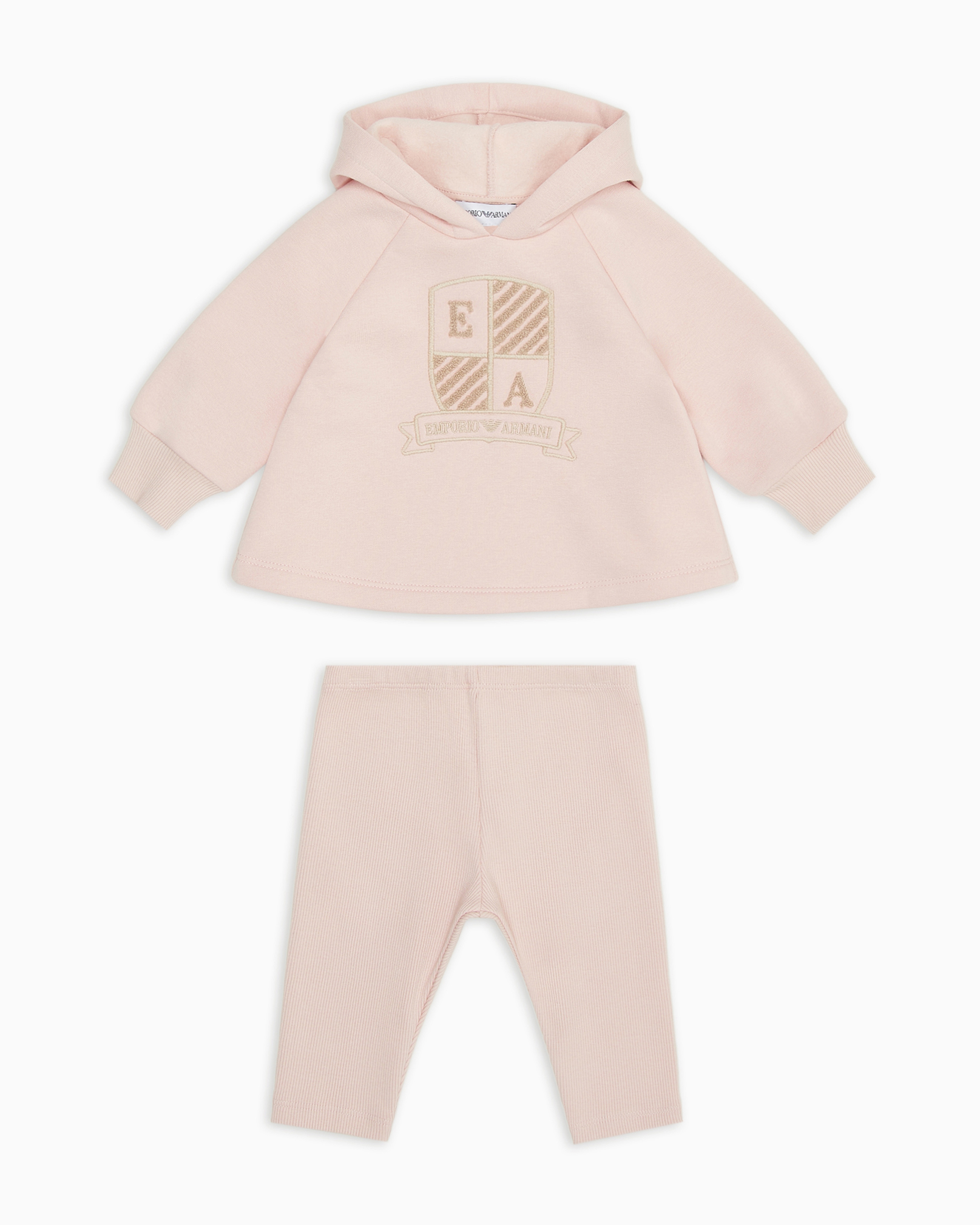 EMPORIO ARMANI HOODED SWEATSHIRT AND LEGGINGS SET WITH LOGO CREST 