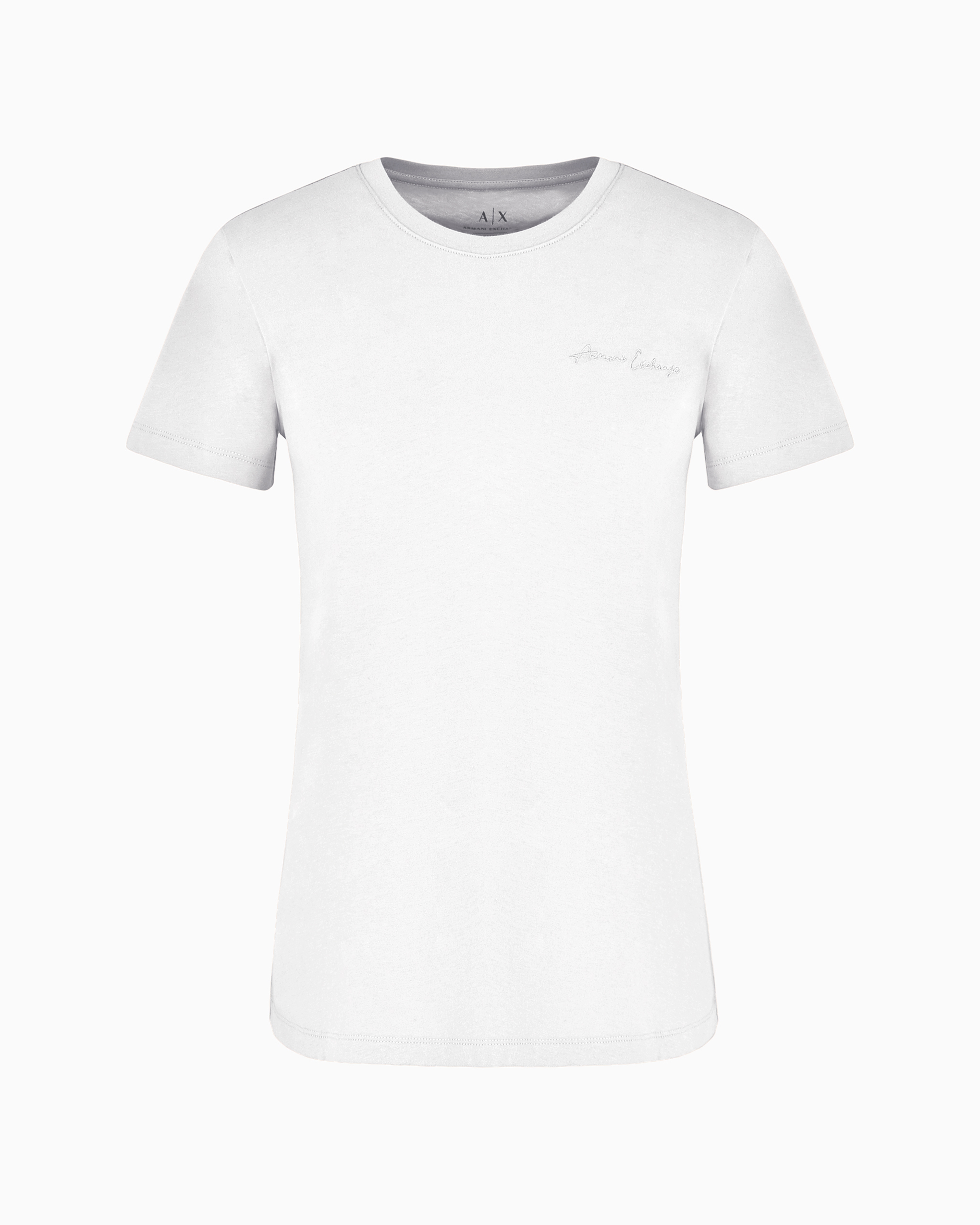 Armani Exchange Official Store Regular Fit T-shirt With Mini Signature Print In Asv Cotton In White