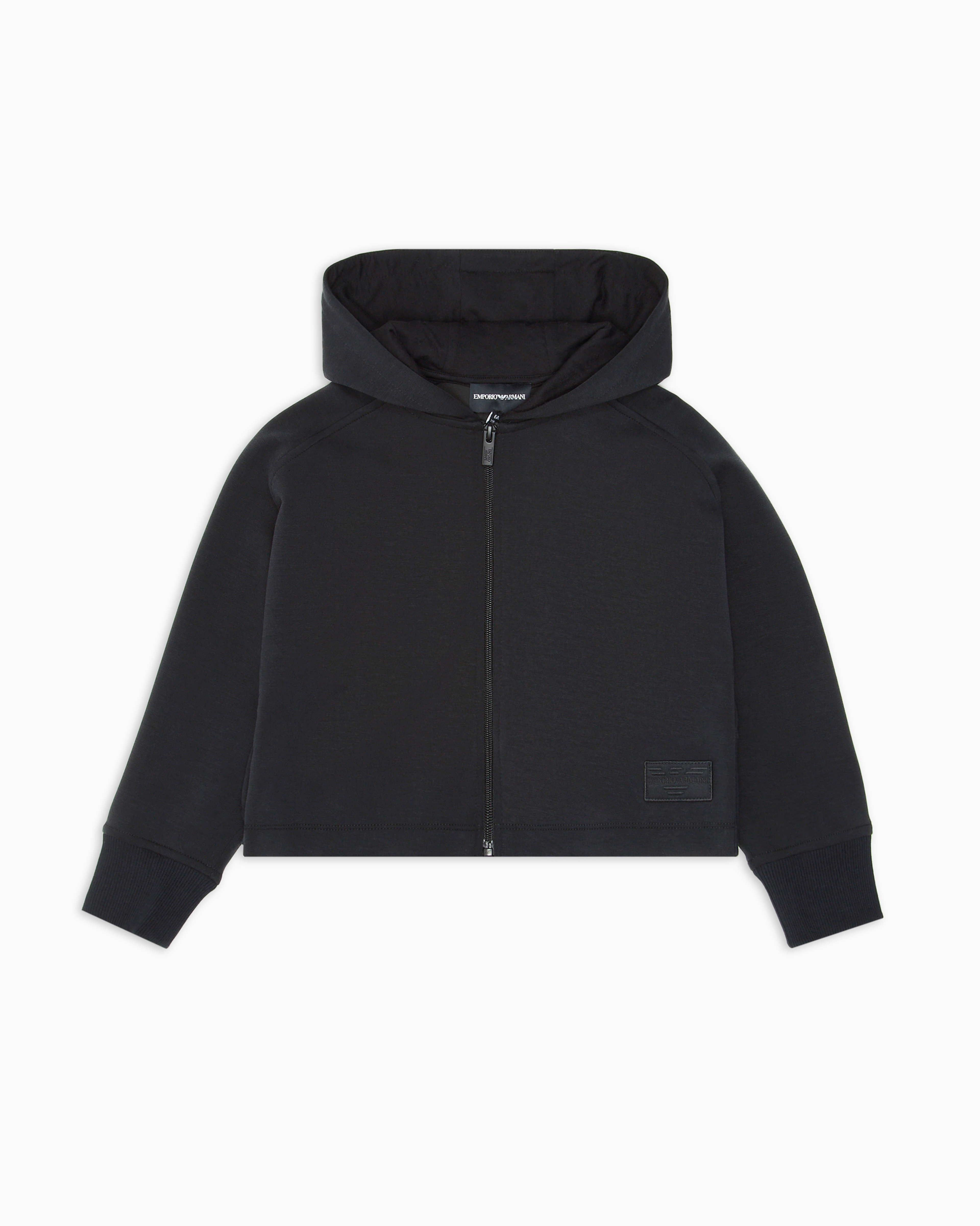 Shop Emporio Armani Oversized Sweatshirt In Modal Jersey With Hood And Zip In Black