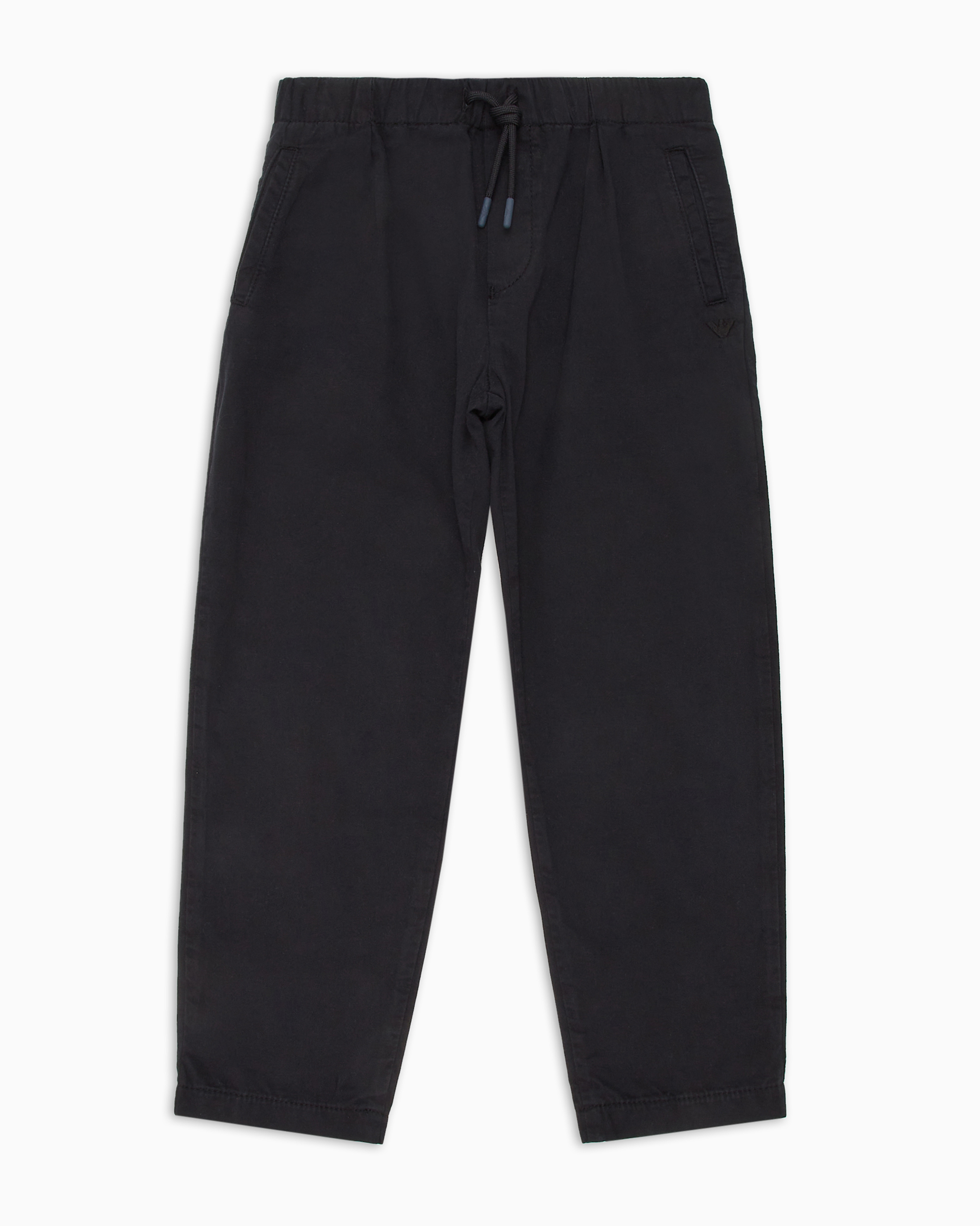 Shop Emporio Armani Viscose-blend Drawstring Trousers With Pleats In Navy Blue