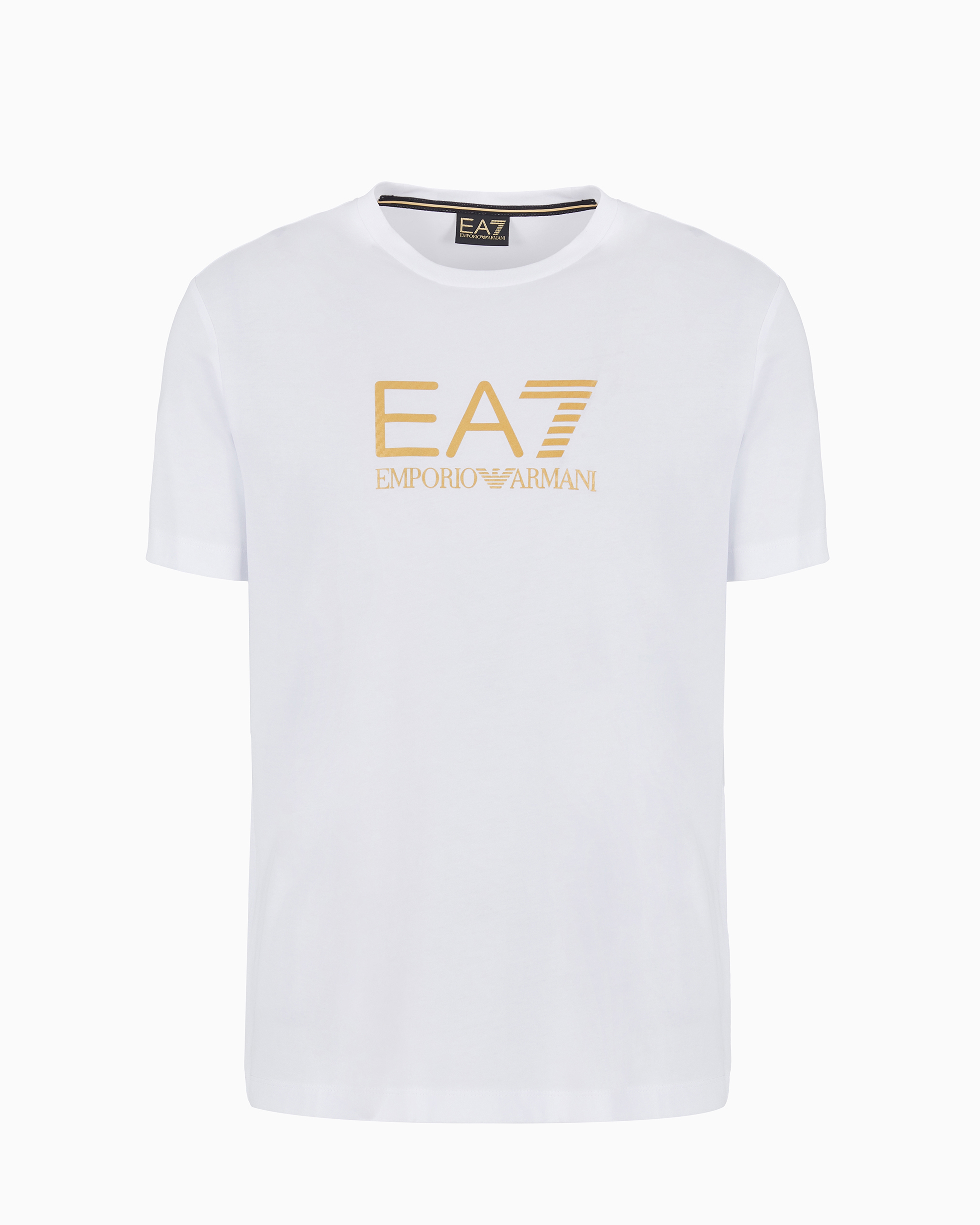 Ea7 Official Store Gold Label T-shirt Mit Rundhalsausschnitt Aus Baumwoll-jersey In White