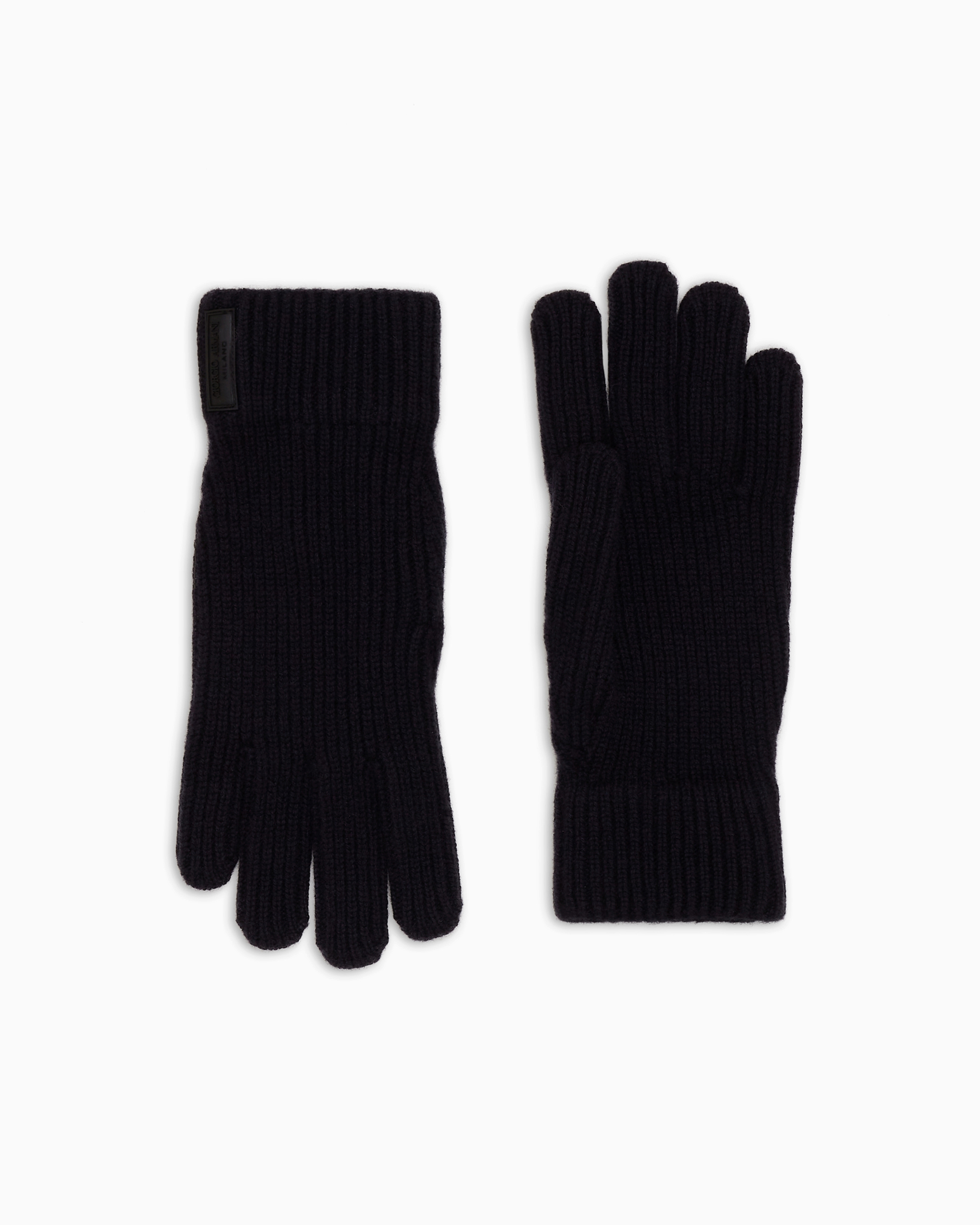 Giorgio Armani Official Store Gloves In Pure Cashmere Knit In Midnight Blue