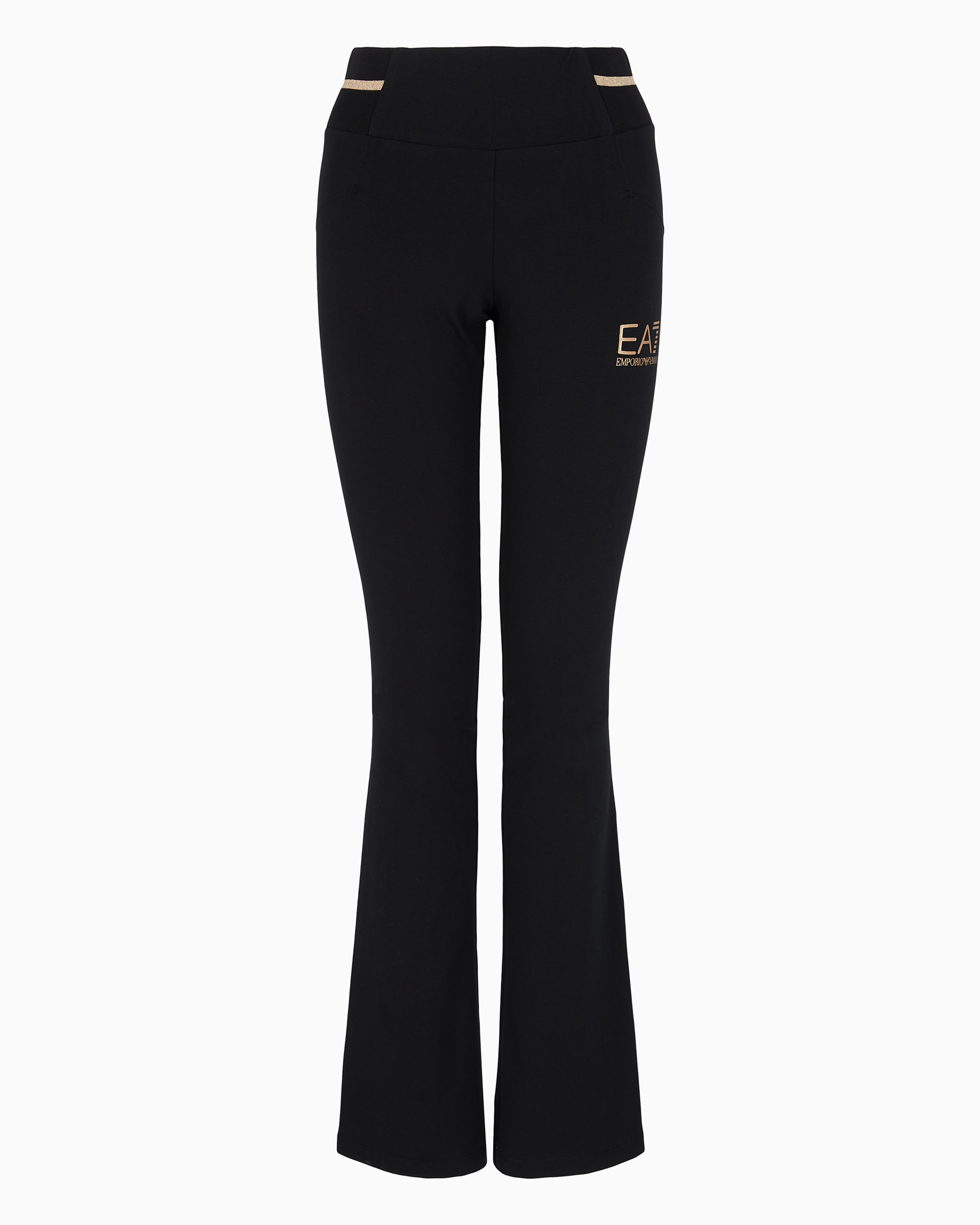 Ea7 Official Store Core Lady Stretch-cotton Jersey Trousers In Black 1