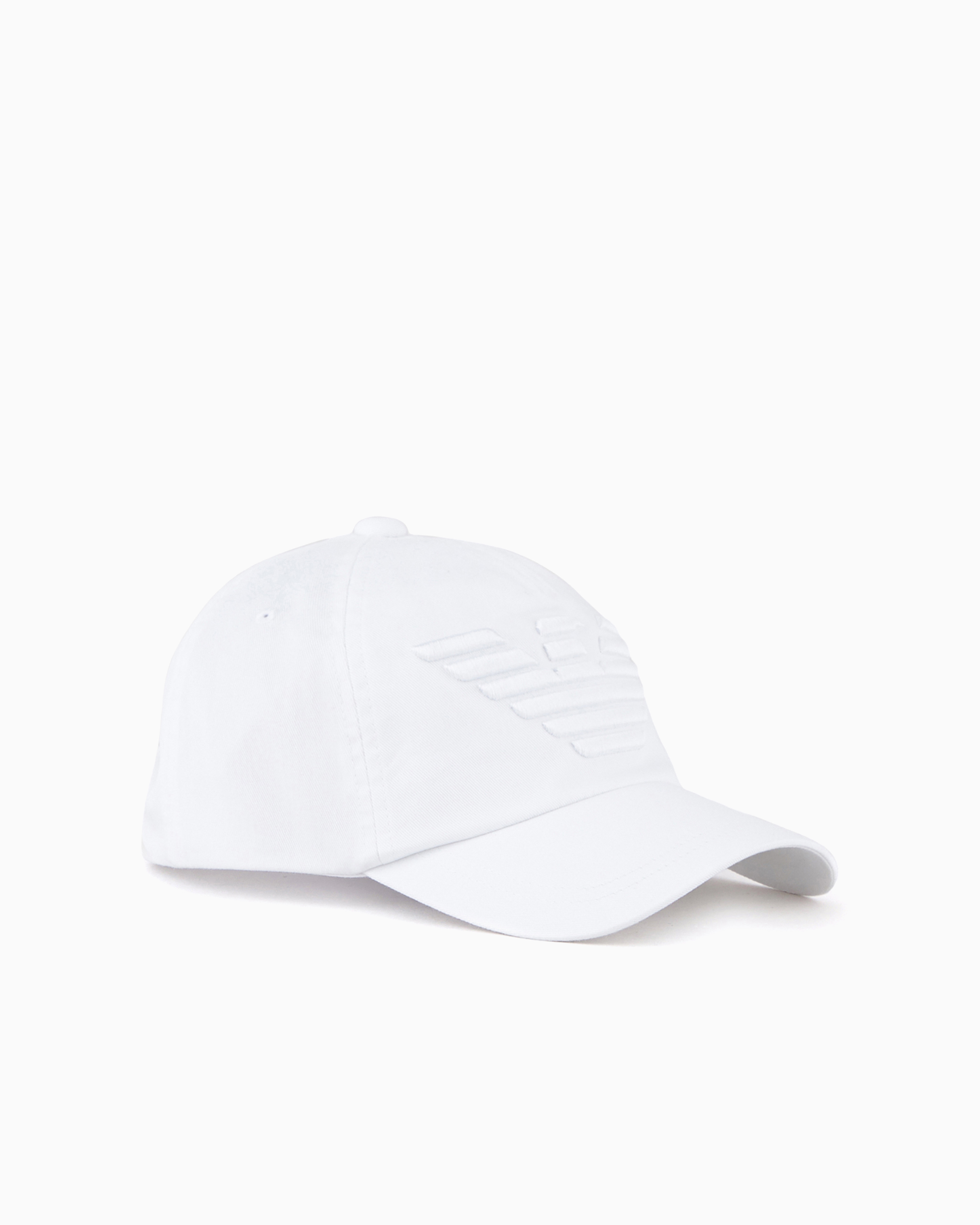 Emporio Armani Baseball Cap With Embroidered Oversized Eagle In White