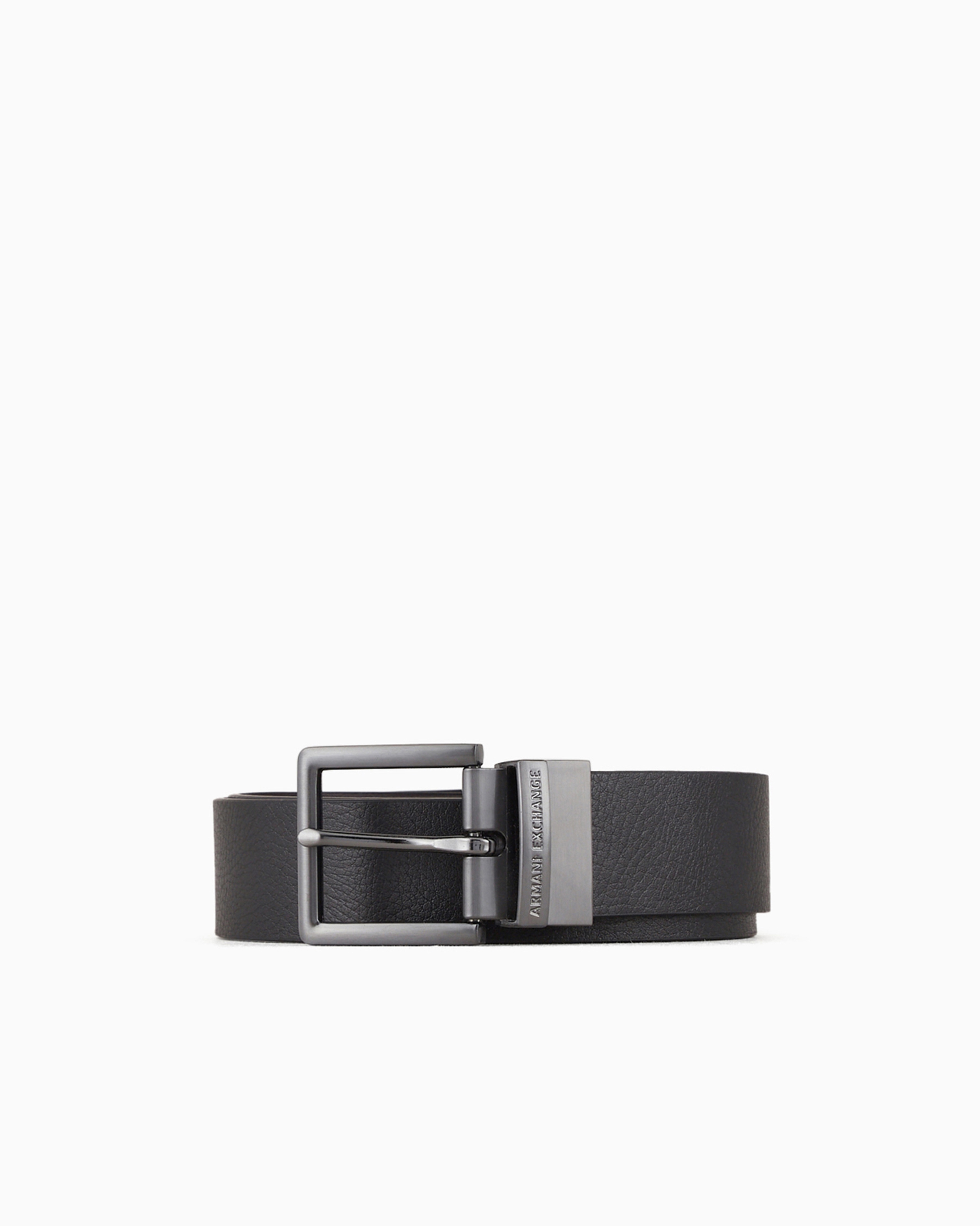 Armani Exchange Double Faced Leather Belt In Black 1