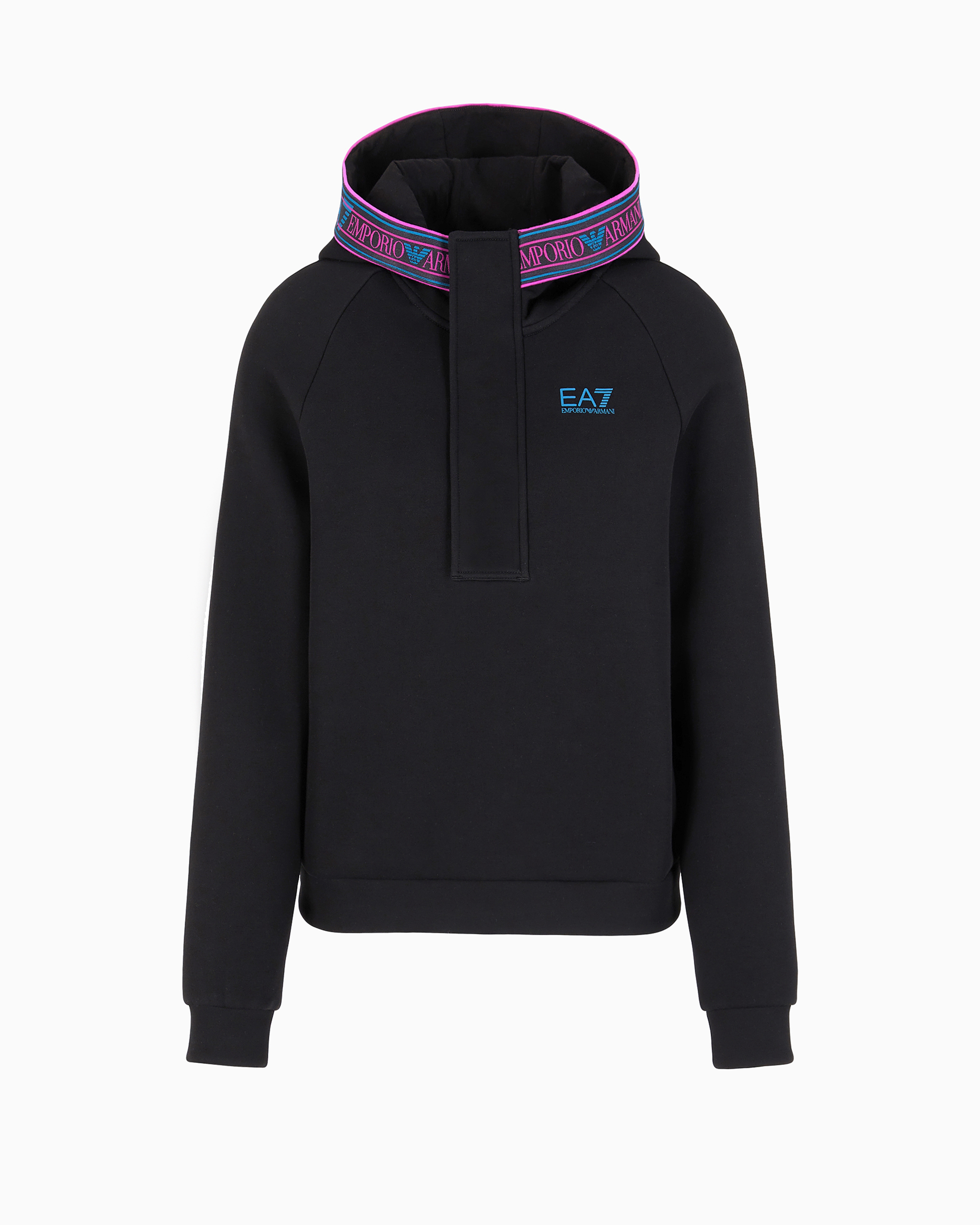 Shop Ea7 Dynamic Athlete Hooded Sweatshirt In Natural Ventus7 Technical Fabric In Black