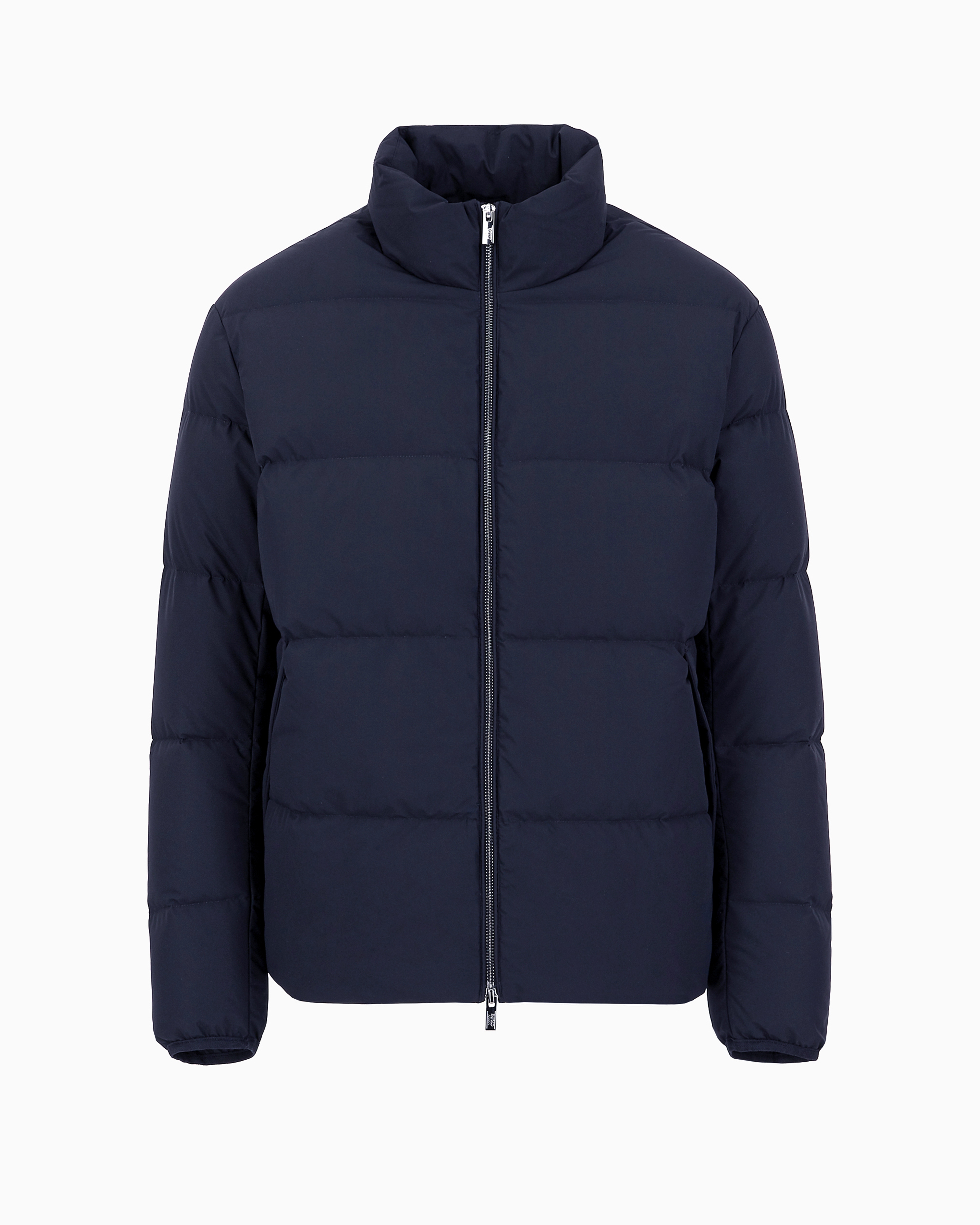 Shop Emporio Armani Quilted Nylon, Full-zip Puffer Jacket In Navy Blue