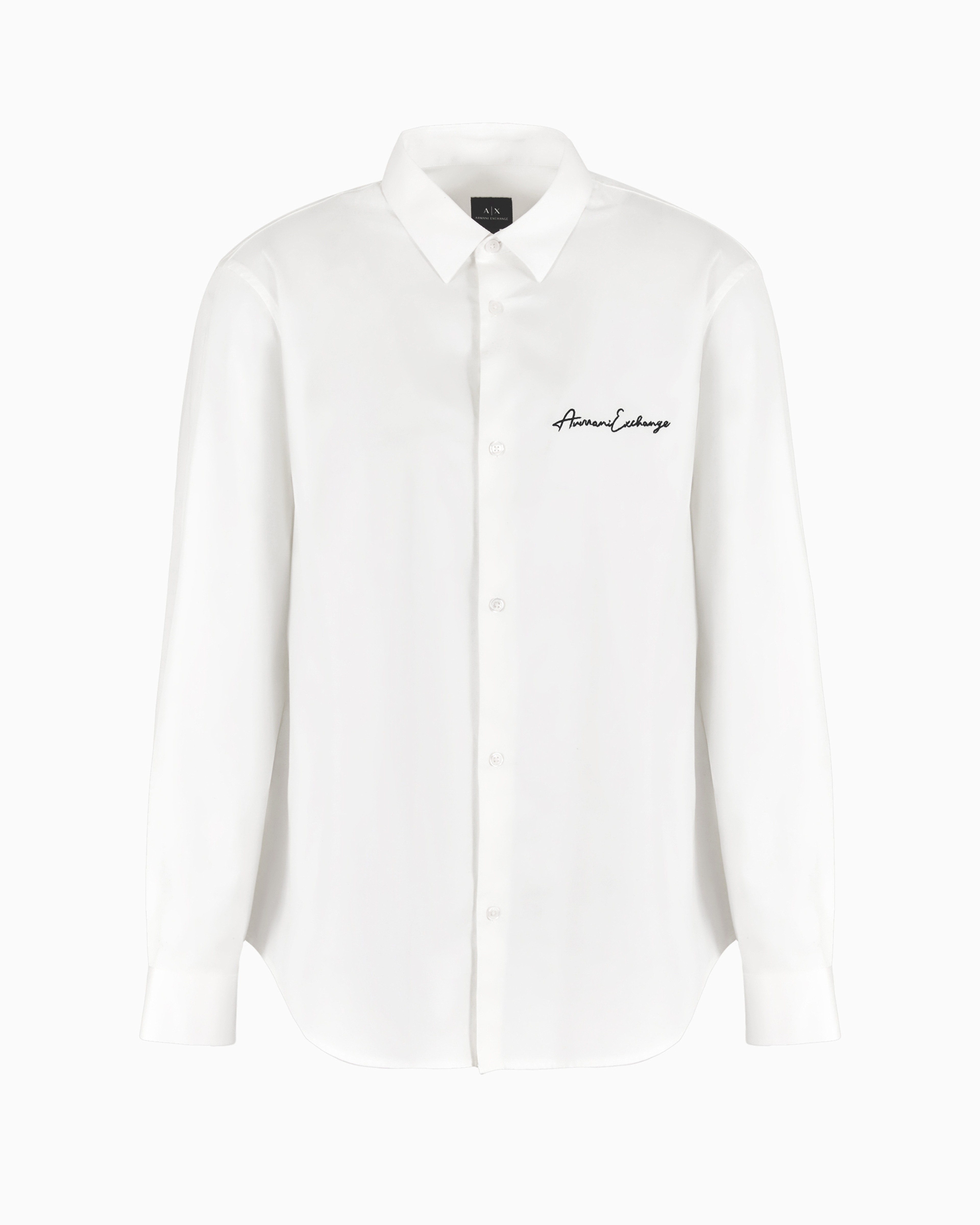 Armani Exchange Official Store Regular Fit Shirt In Stretch Satin Cotton In White