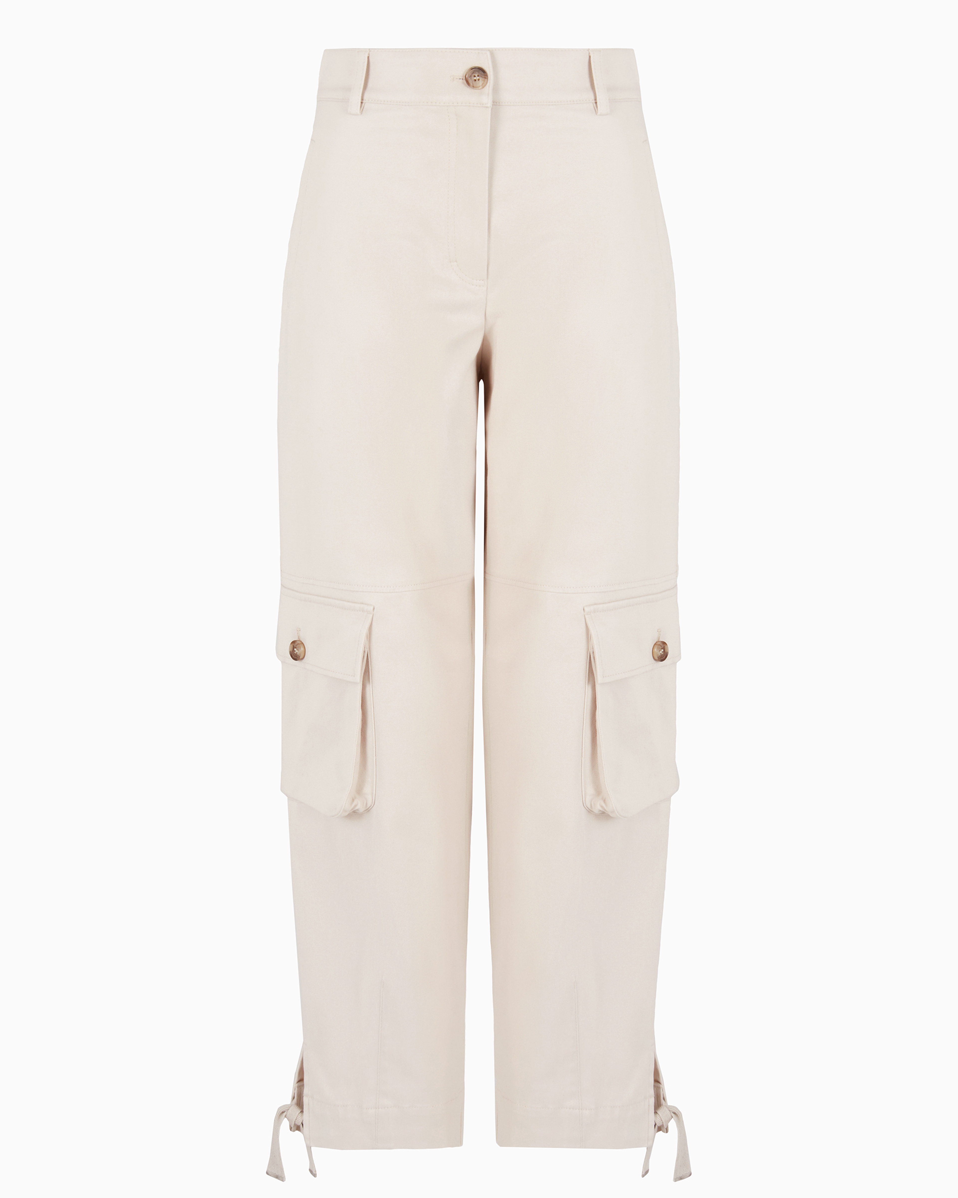 Emporio Armani Official Store Stretch Cotton Gabardine Cargo Trousers In Beige