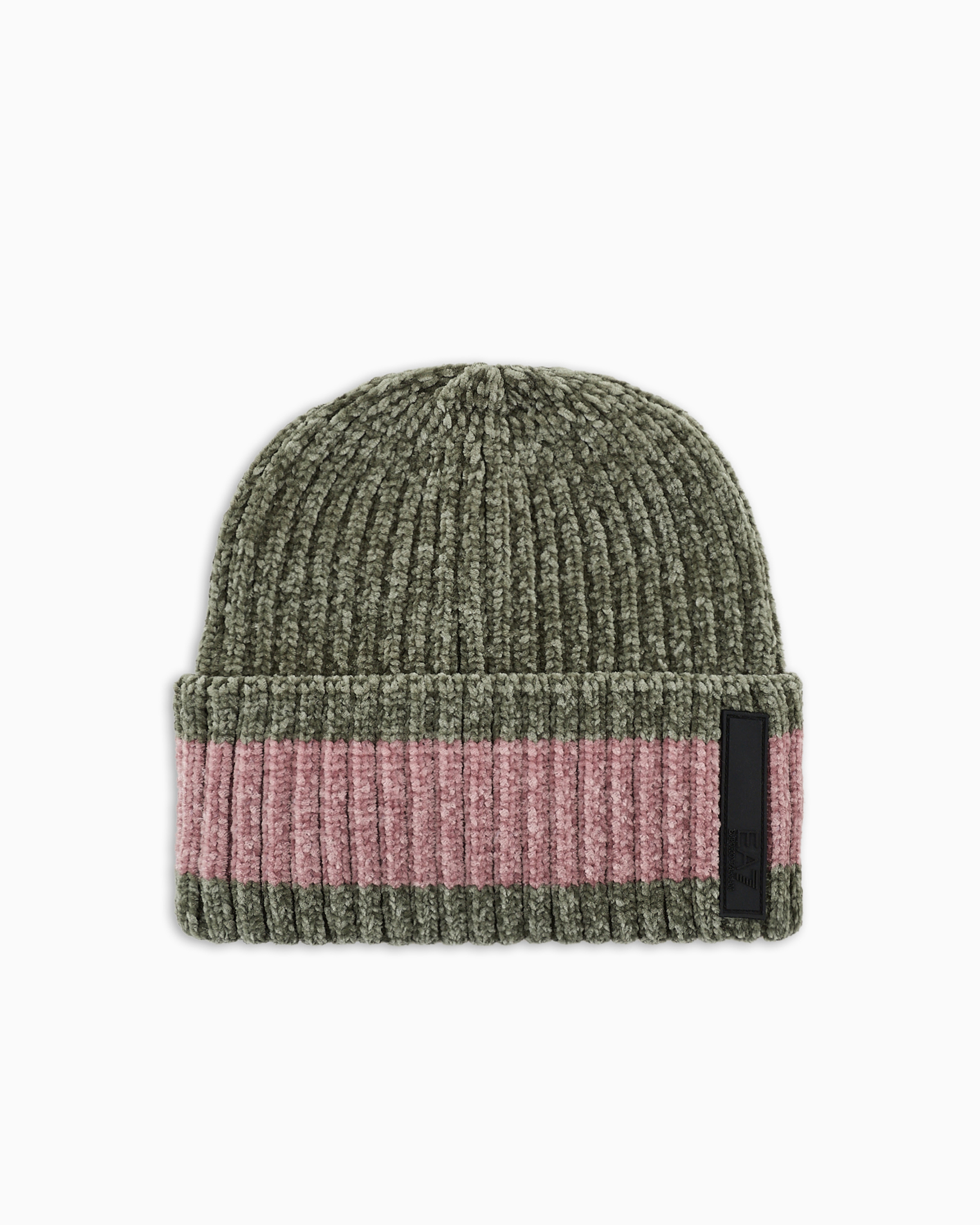 Shop Ea7 Two-tone Chenille Beanie In Green