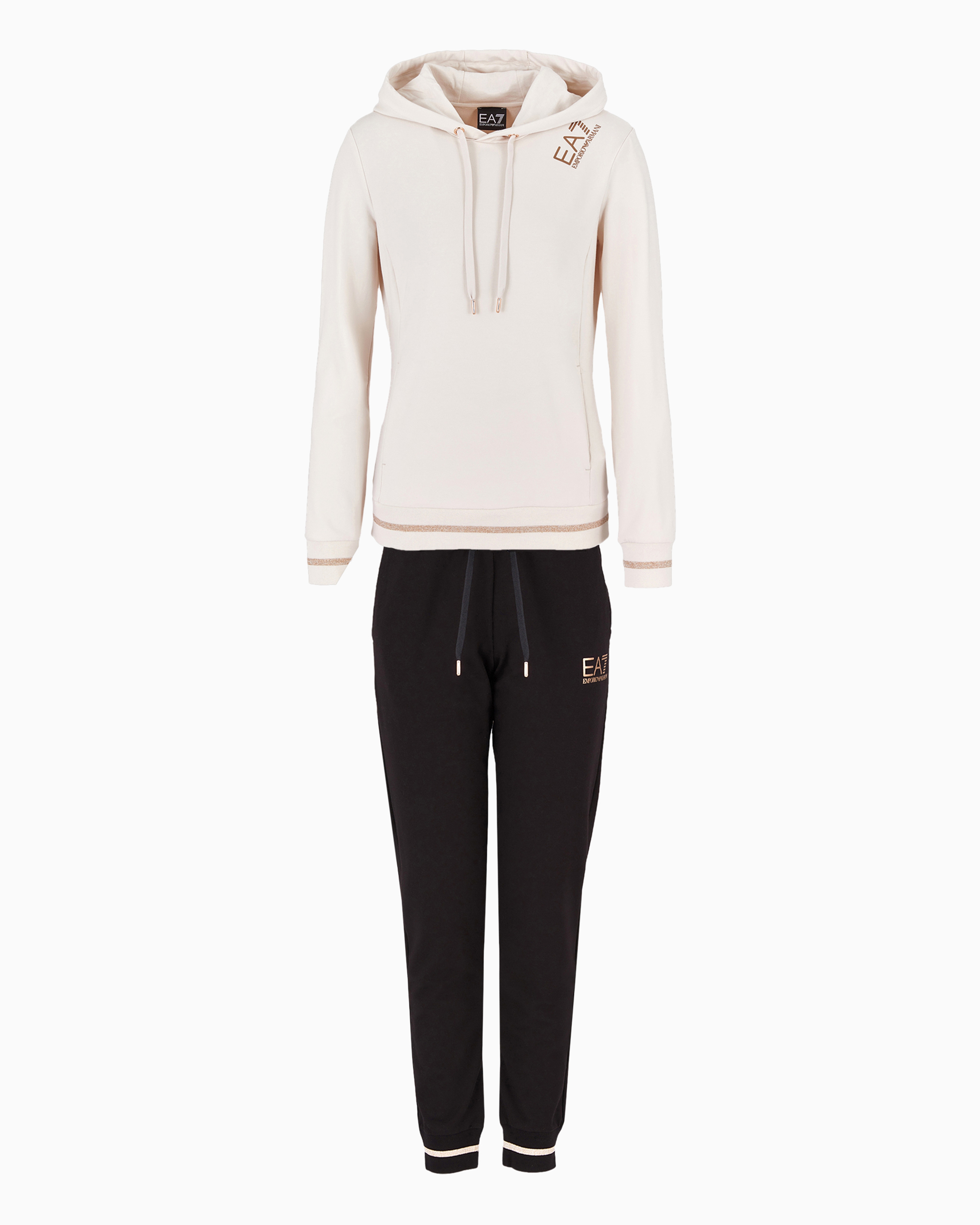 Ea7 Official Store Core Lady Stretch-cotton Tracksuit In Beige