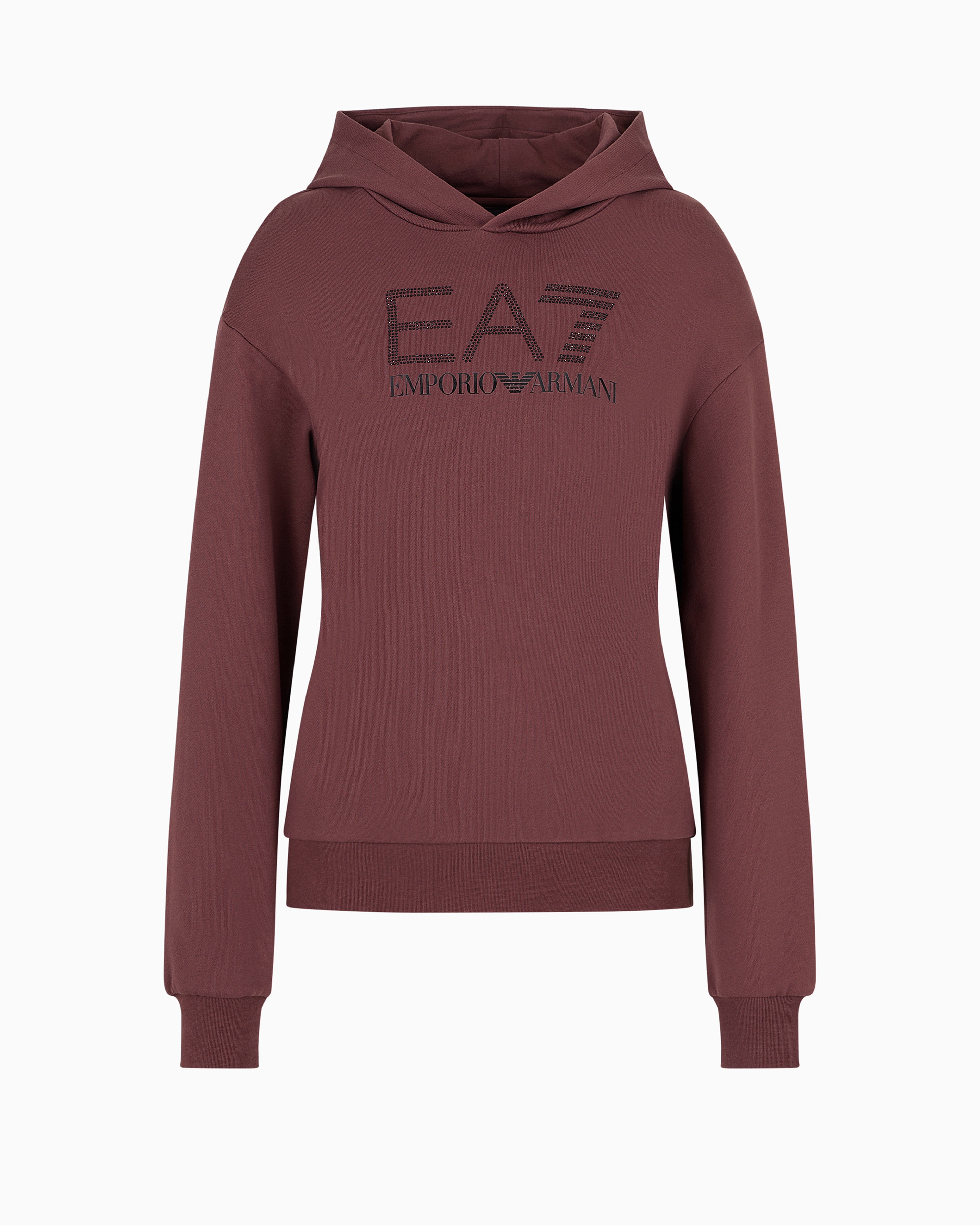 Ea7 Official Store Logo Series Sweatshirt Mit Kapuze Aus Einem Bio-baumwoll-mischgewebe In Burgundy