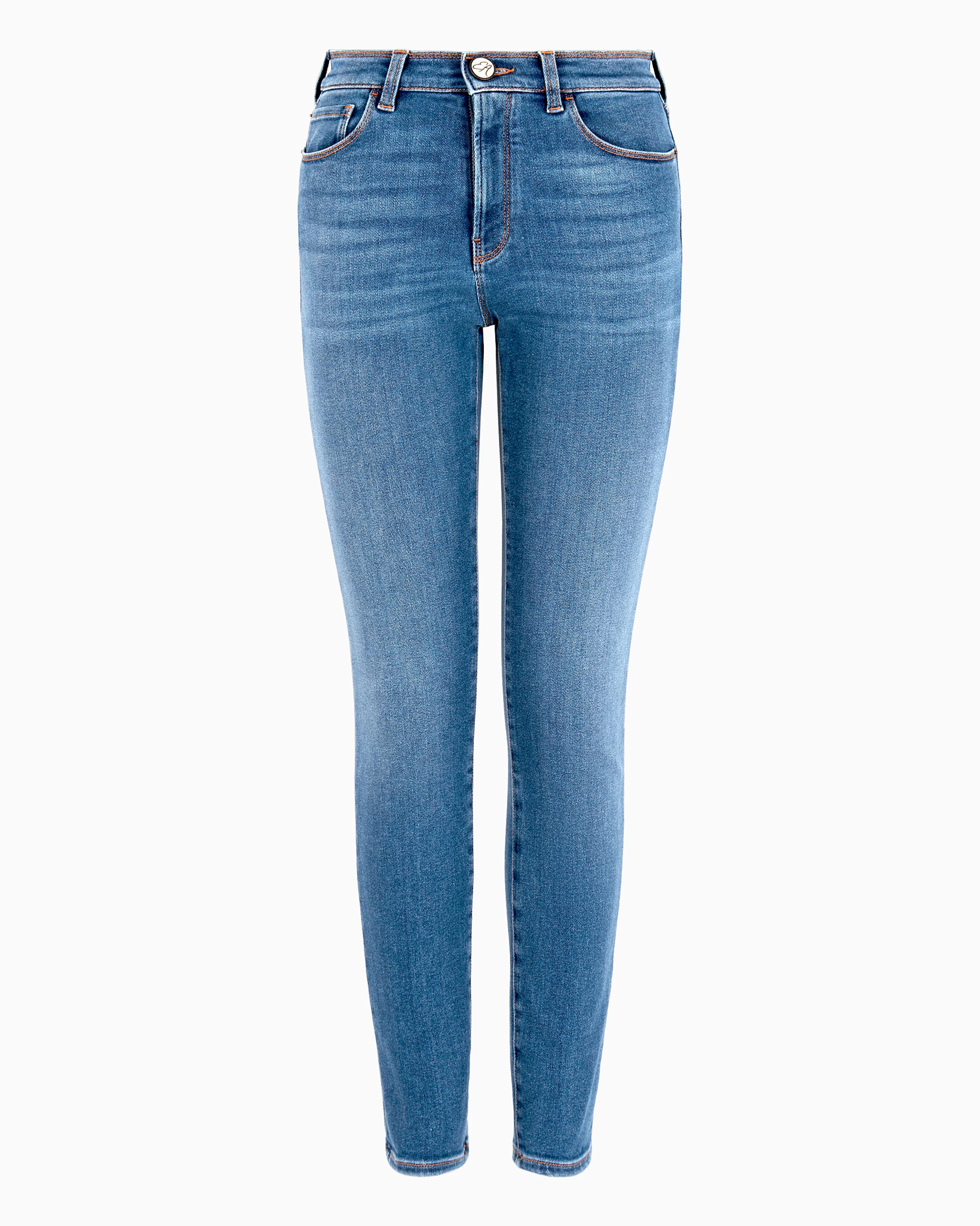 Emporio Armani Official Store Asv J20 High-waisted Super-skinny Leg Jeans In A Worn-look Organic Stretch Denim In Light Blue