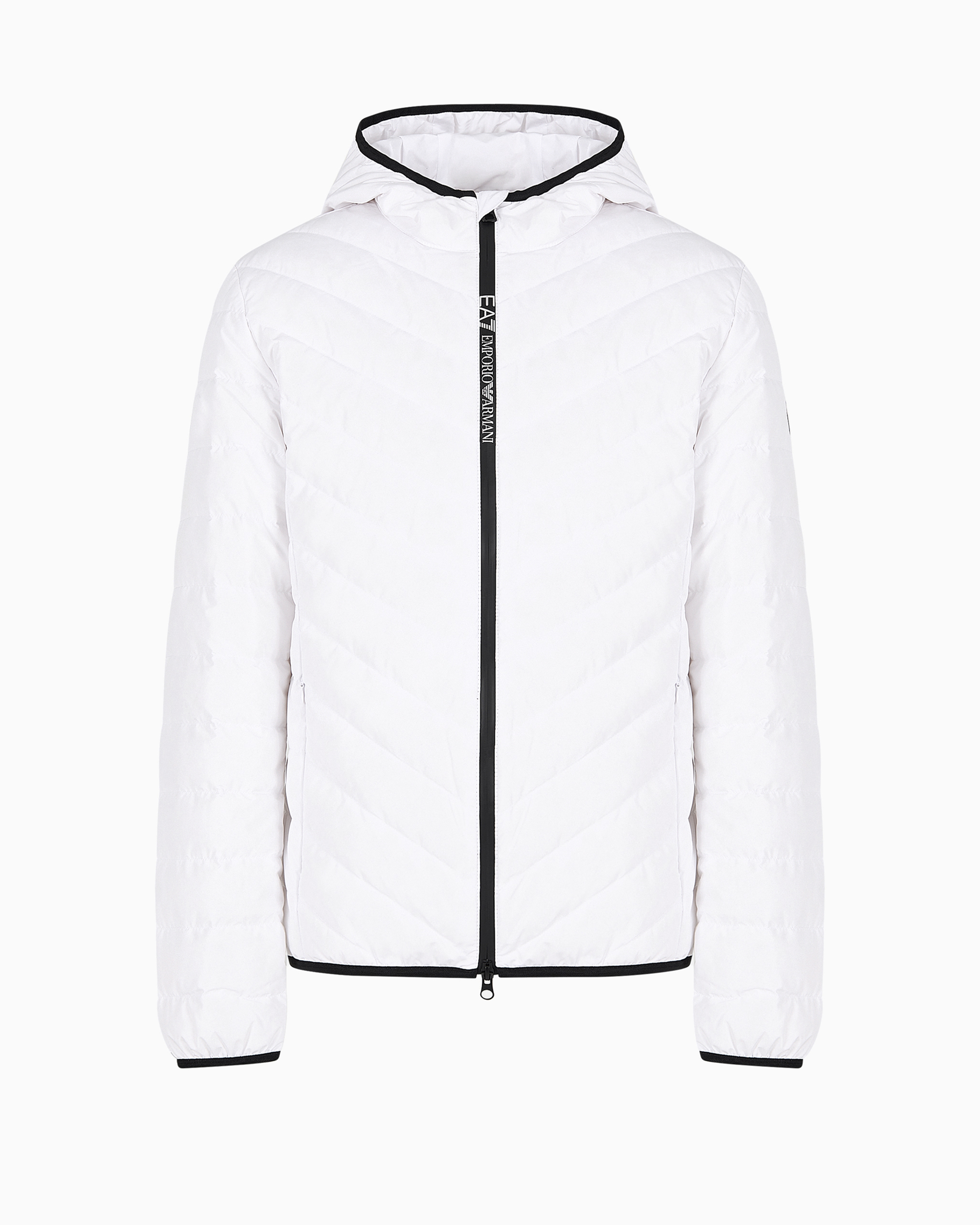 Ea7 Premium Shield Packable Hooded Down Jacket In White