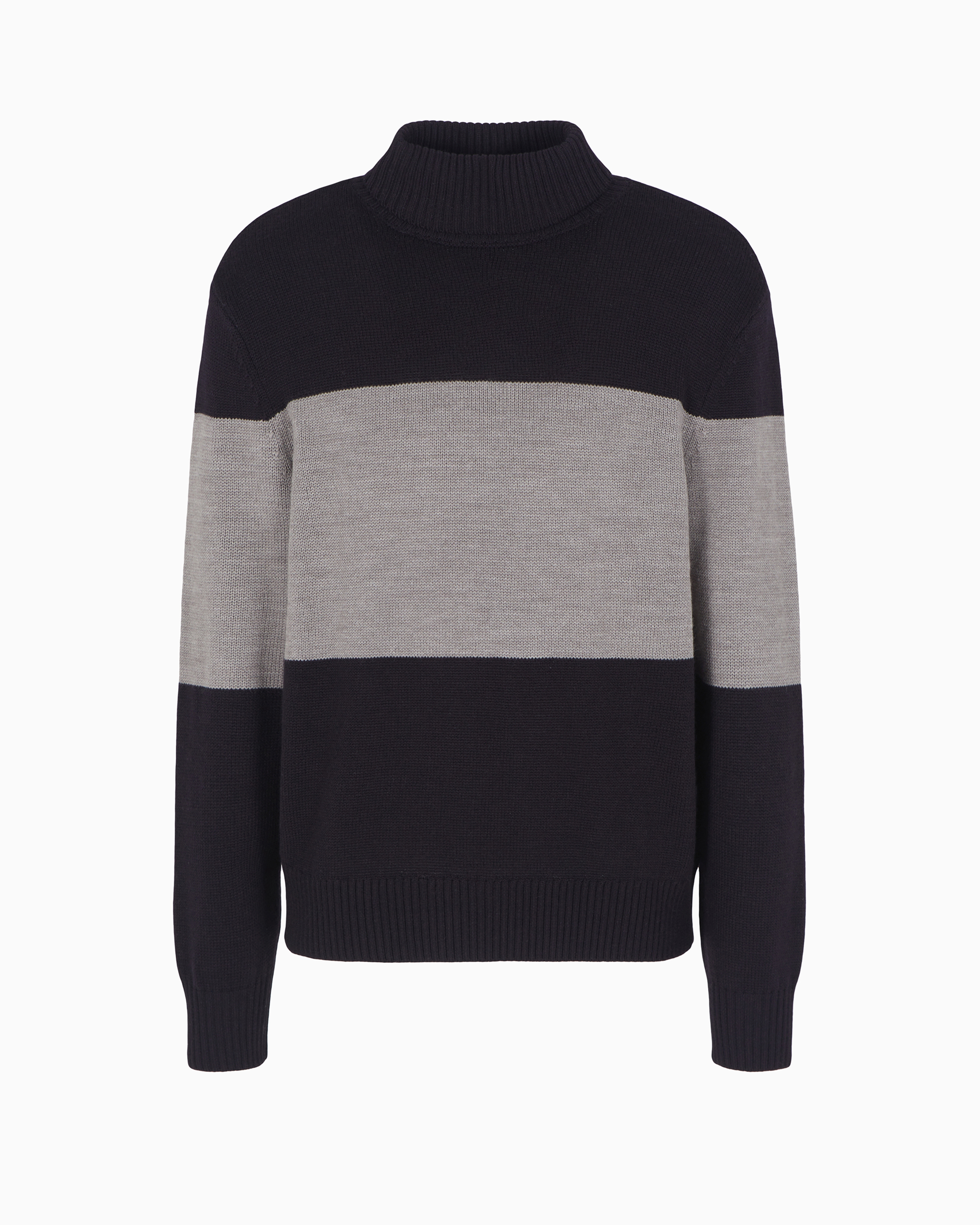 Contrast Stripe Turtleneck Sweater