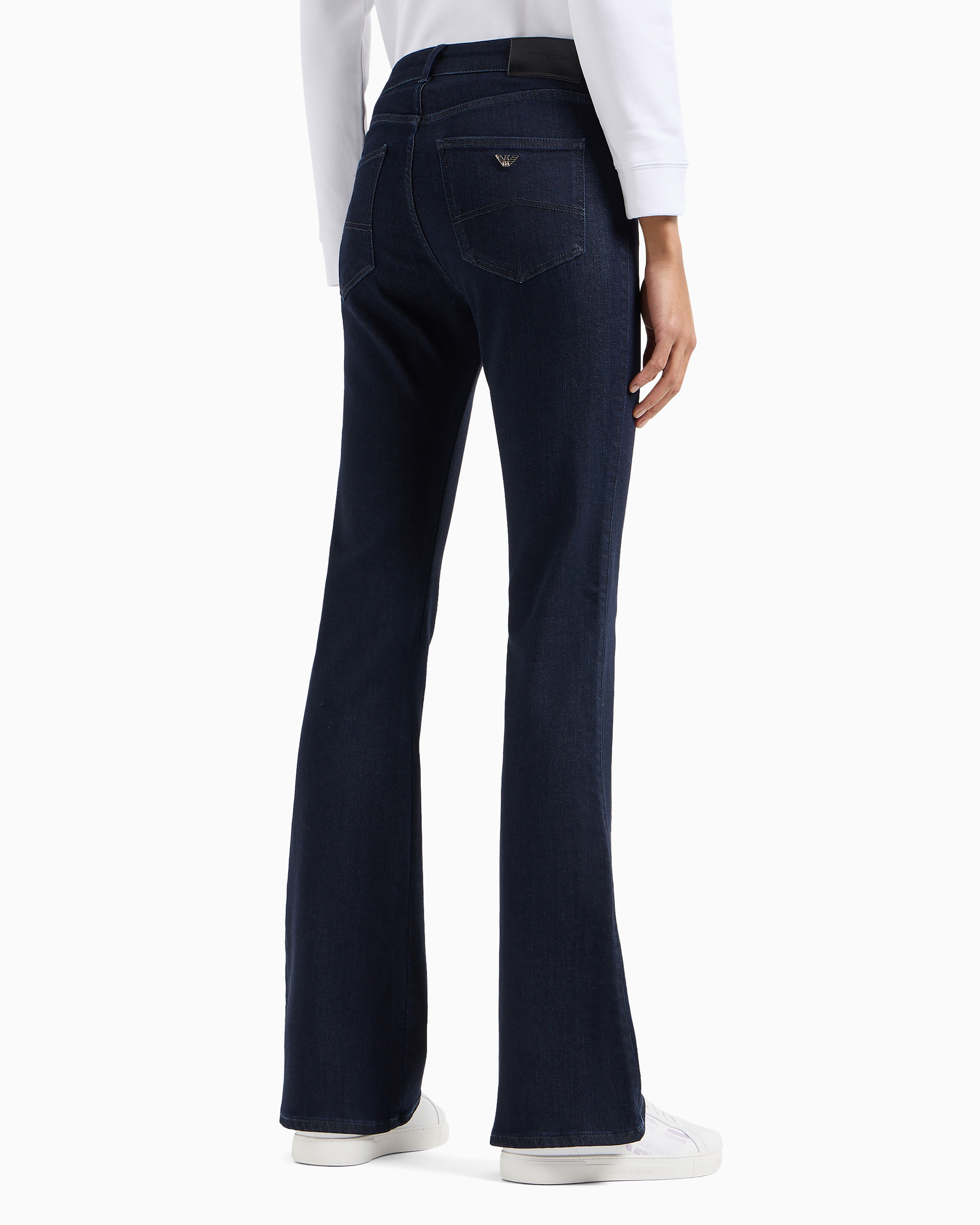 Shop Emporio Armani J47 Medium High-waisted, Flared Leg, Viscose-blend Denim Jeans In Blue