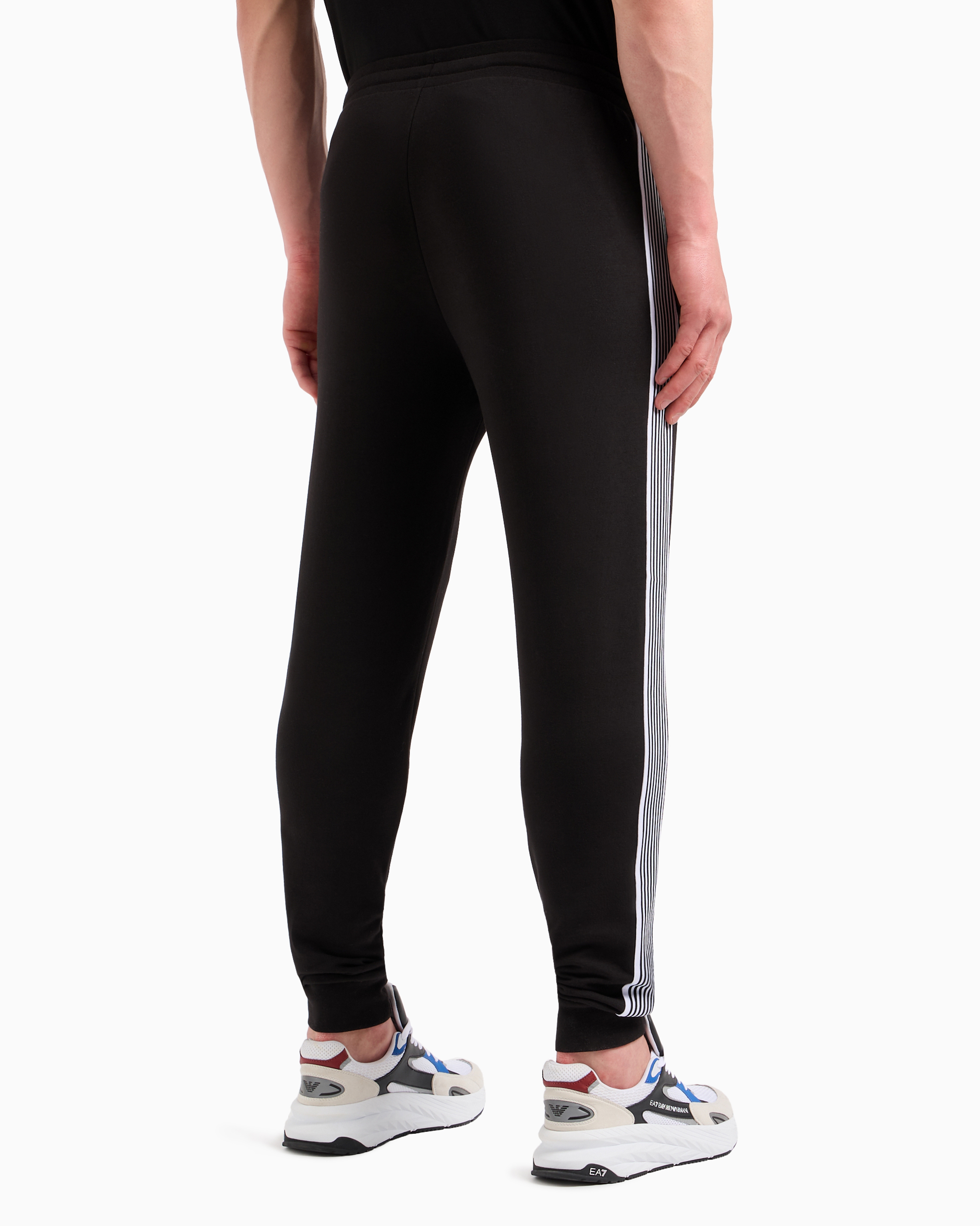 Shop Ea7 Asv 7 Lines Recycled Cotton-blend Joggers In Black