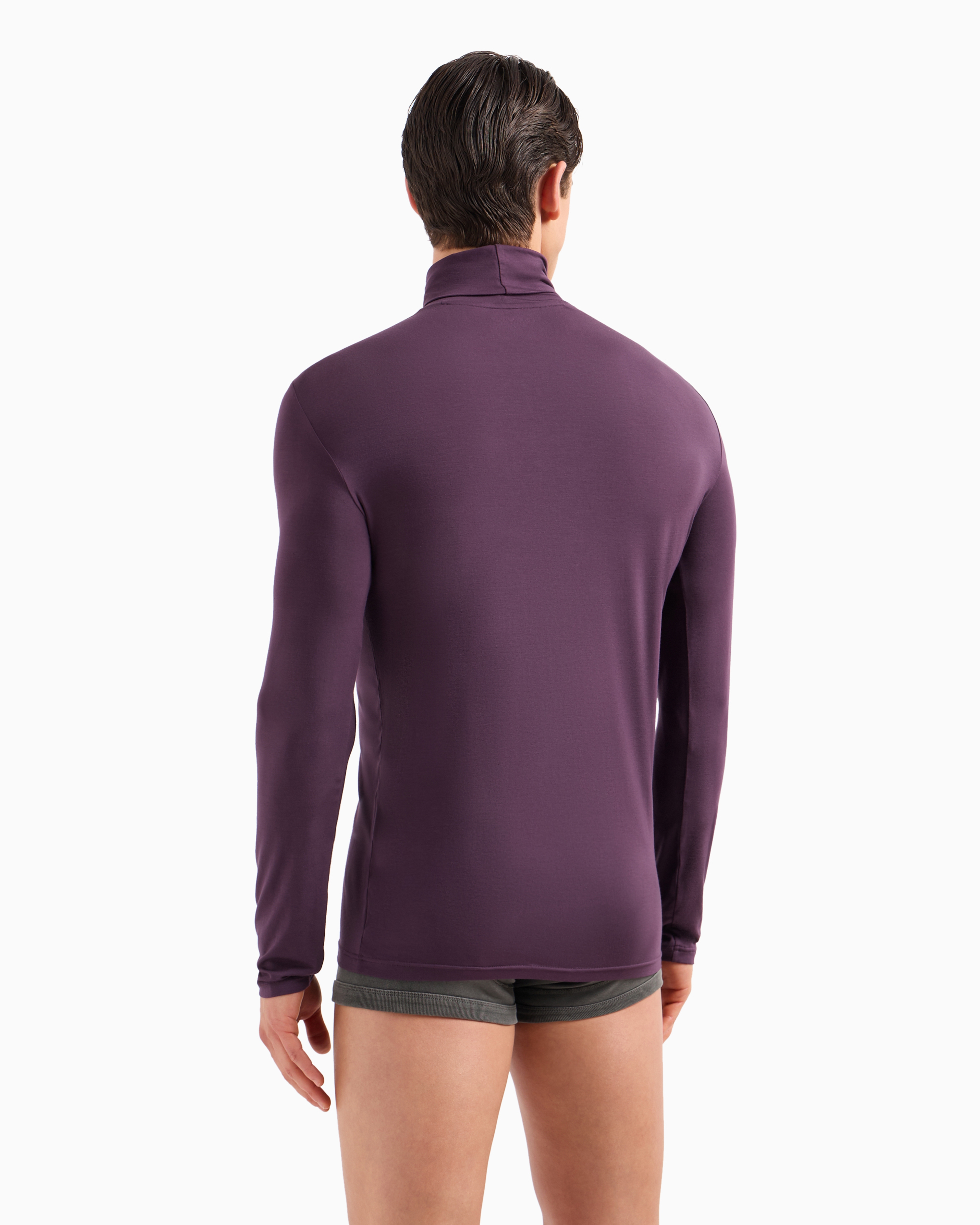 Shop Emporio Armani Loungewear-oberteil Mit Stehkragen In Fitted Fit Aus Weichem Modal In Violett