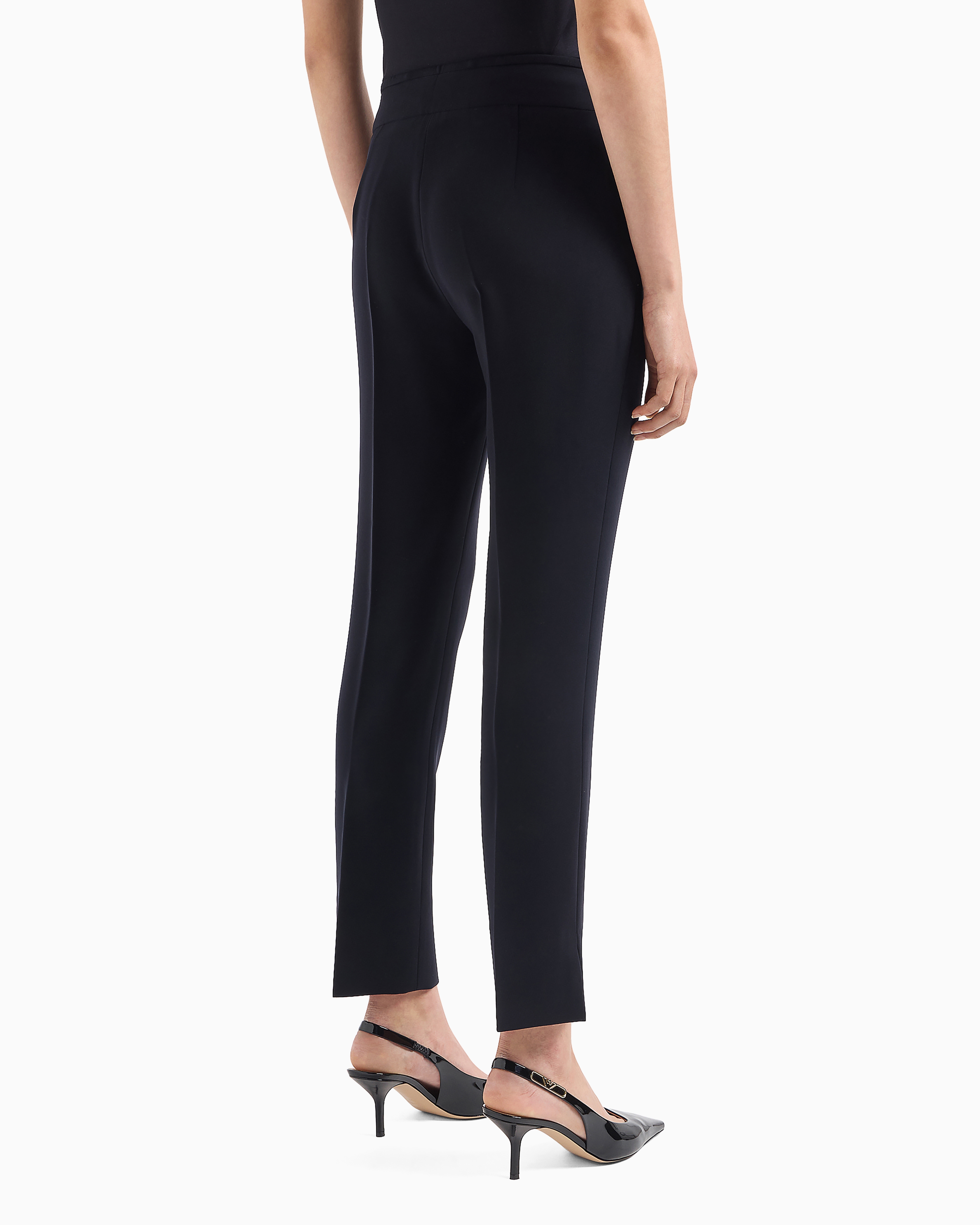 Emporio Armani Technical Cady Flared 7/8 Trousers In Black