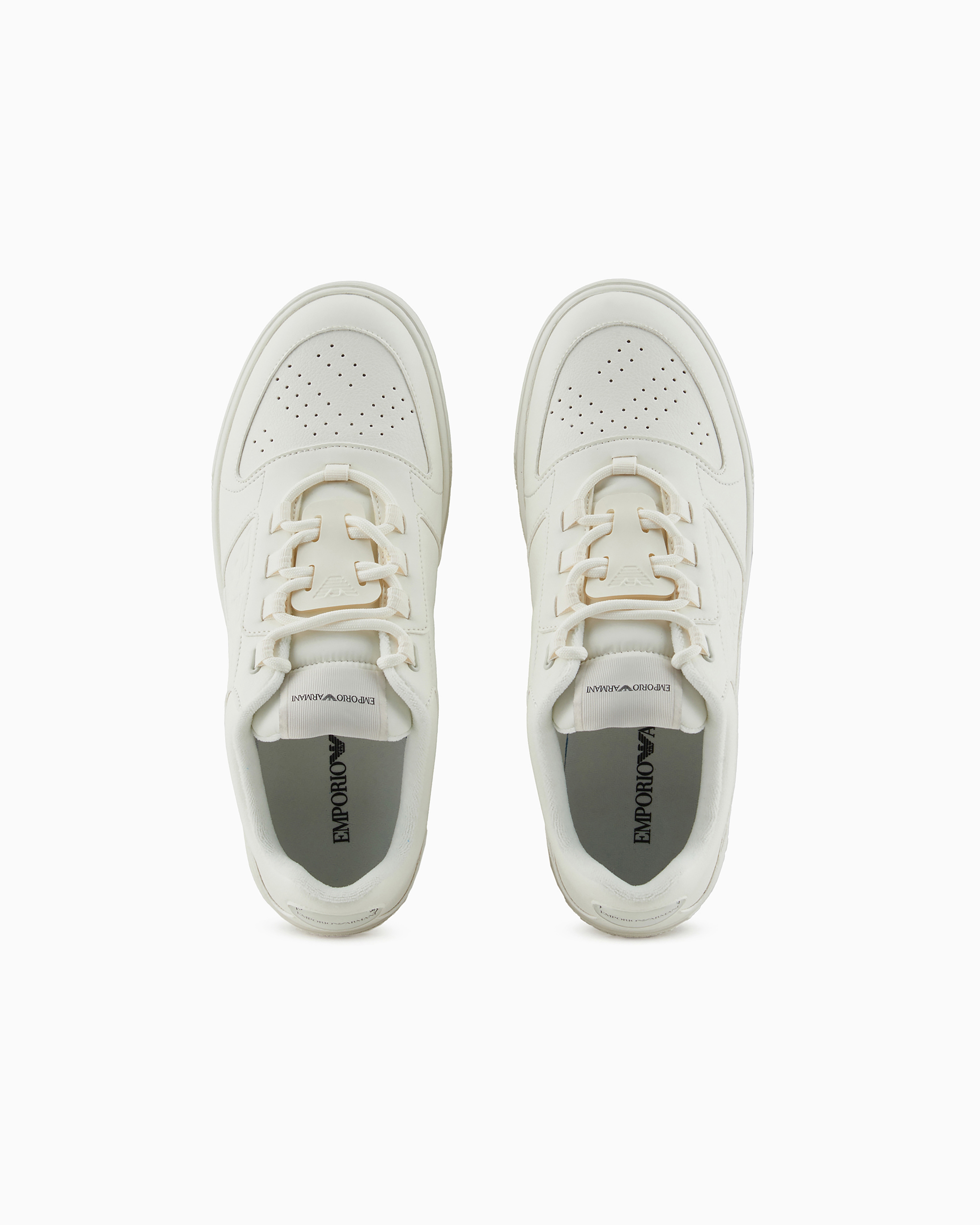 Emporio Armani Official Store Sneakers With Oversized Embossed Eagle In White