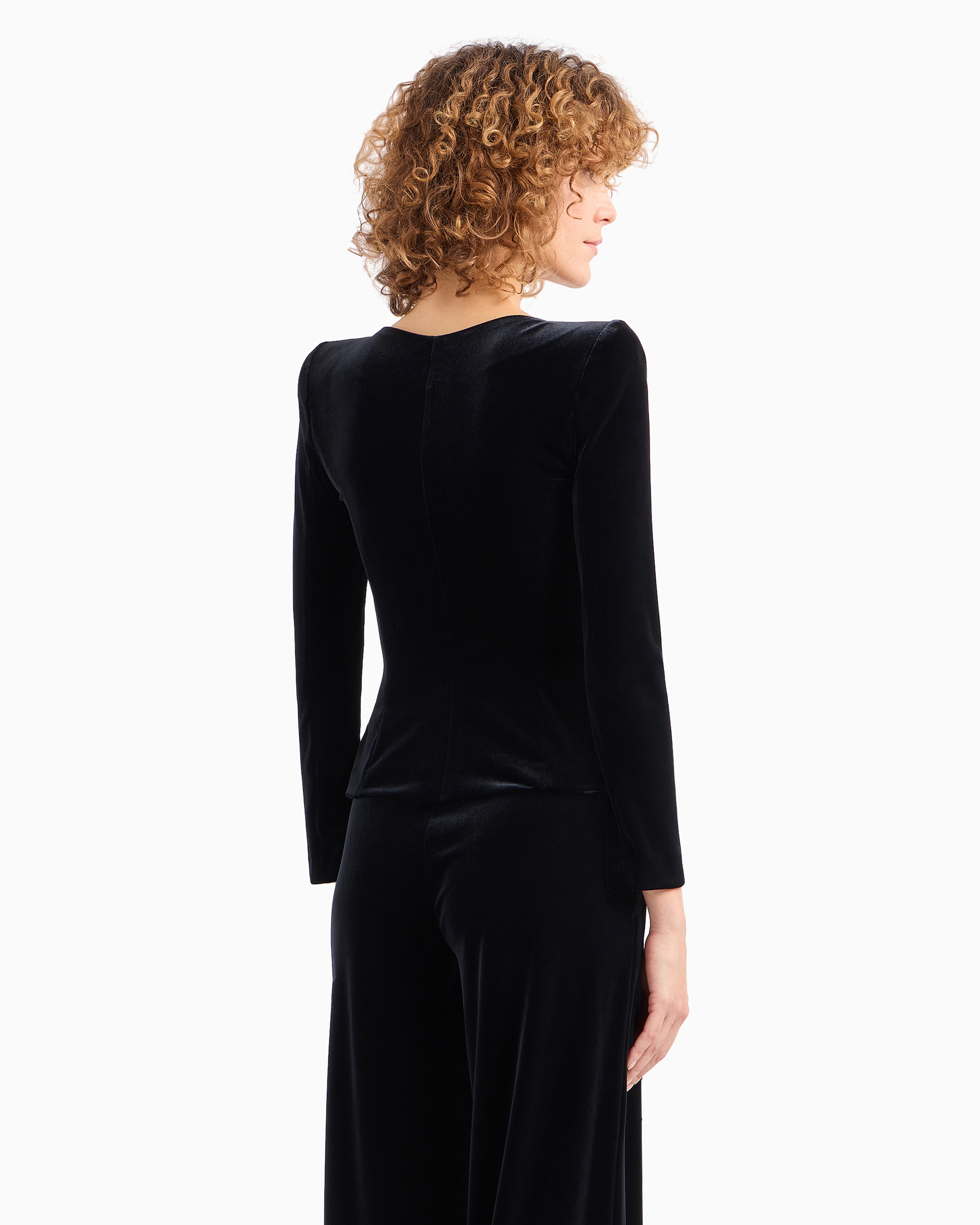 Emporio Armani Official Store Moon Capsule Collection Chenille Jersey Jacket With Organza Crescent Moon In Black
