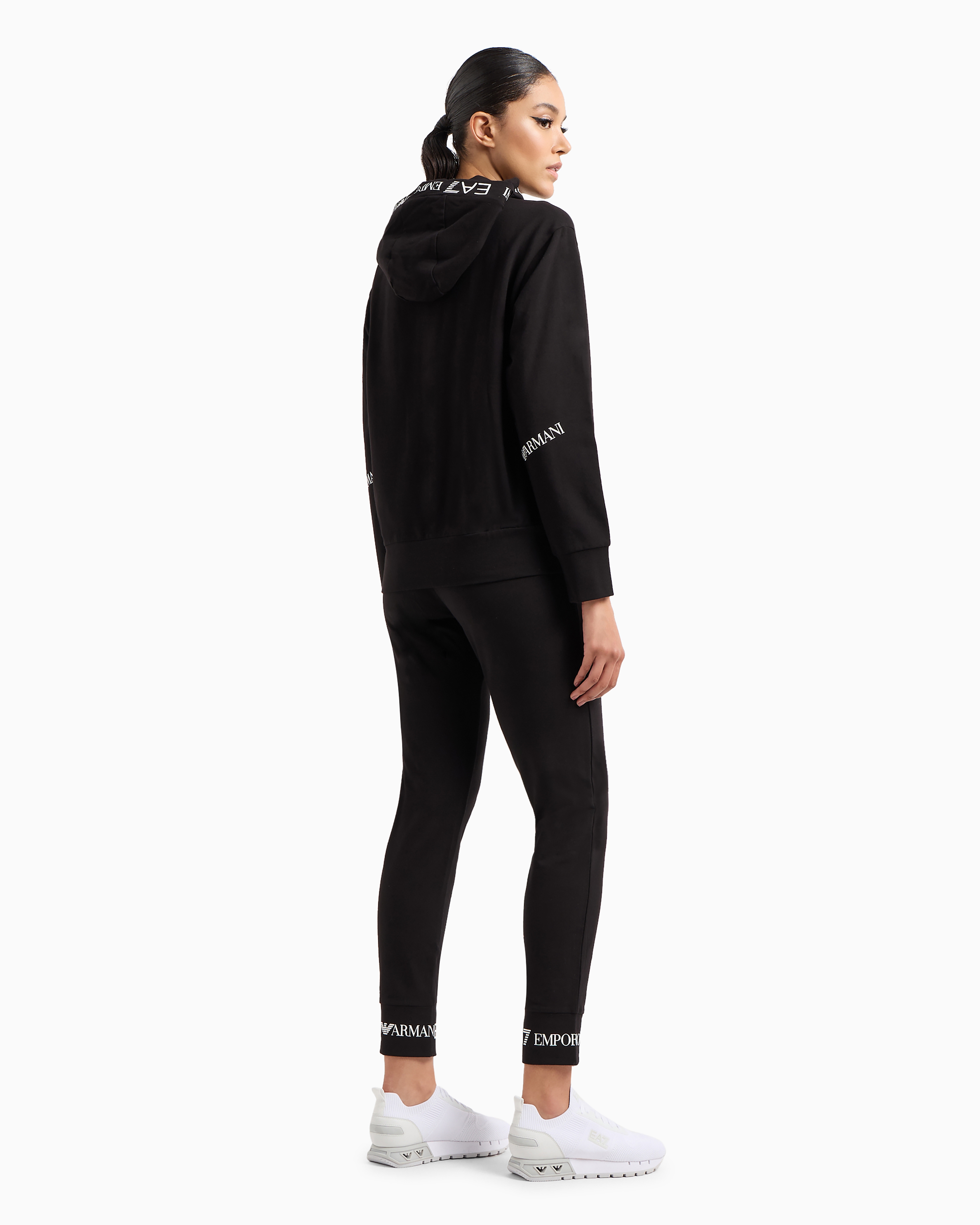 Shop Ea7 Stretch-cotton Tracksuit With Logo Tape Detail In Black Logo