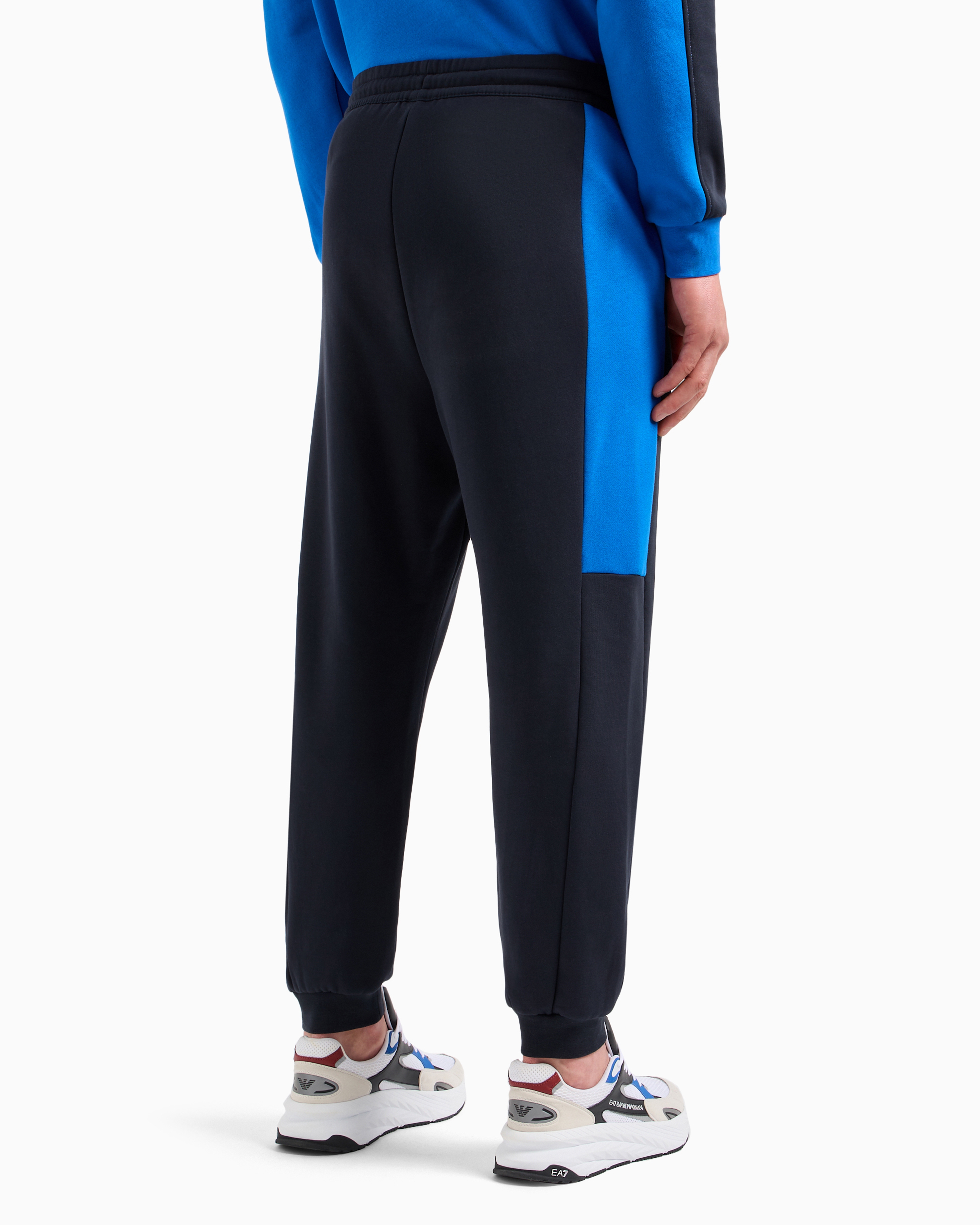 Ea7 Visibility Cotton-blend Joggers In Navy Blue