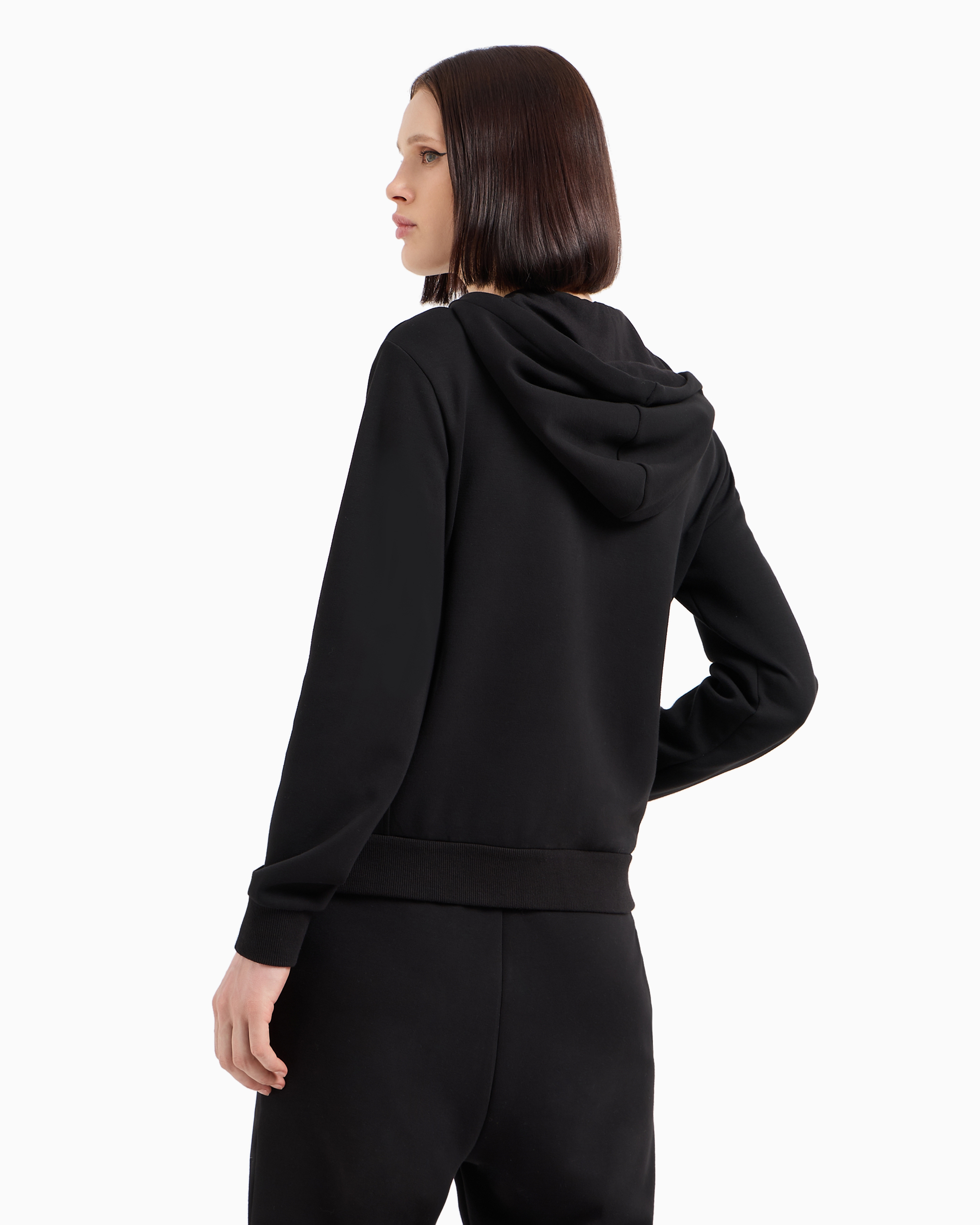 ARMANI EXCHANGE ZIP-UP HOODIE WITH MONOGRAM LOGO PATCH