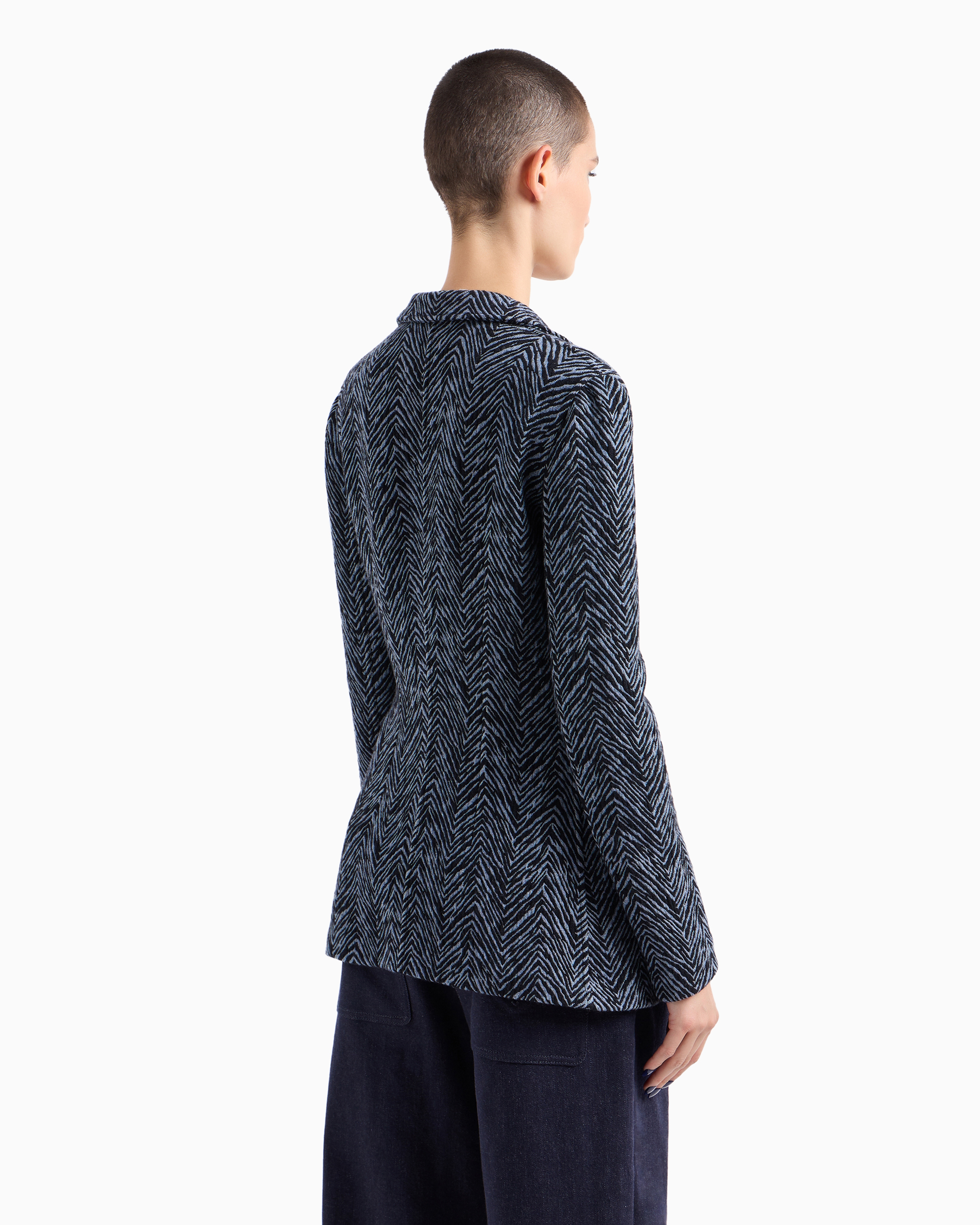 Giorgio Armani Official Store Single-breasted Jacket In Viscose Jacquard And Jersey Cashmere In Pattern