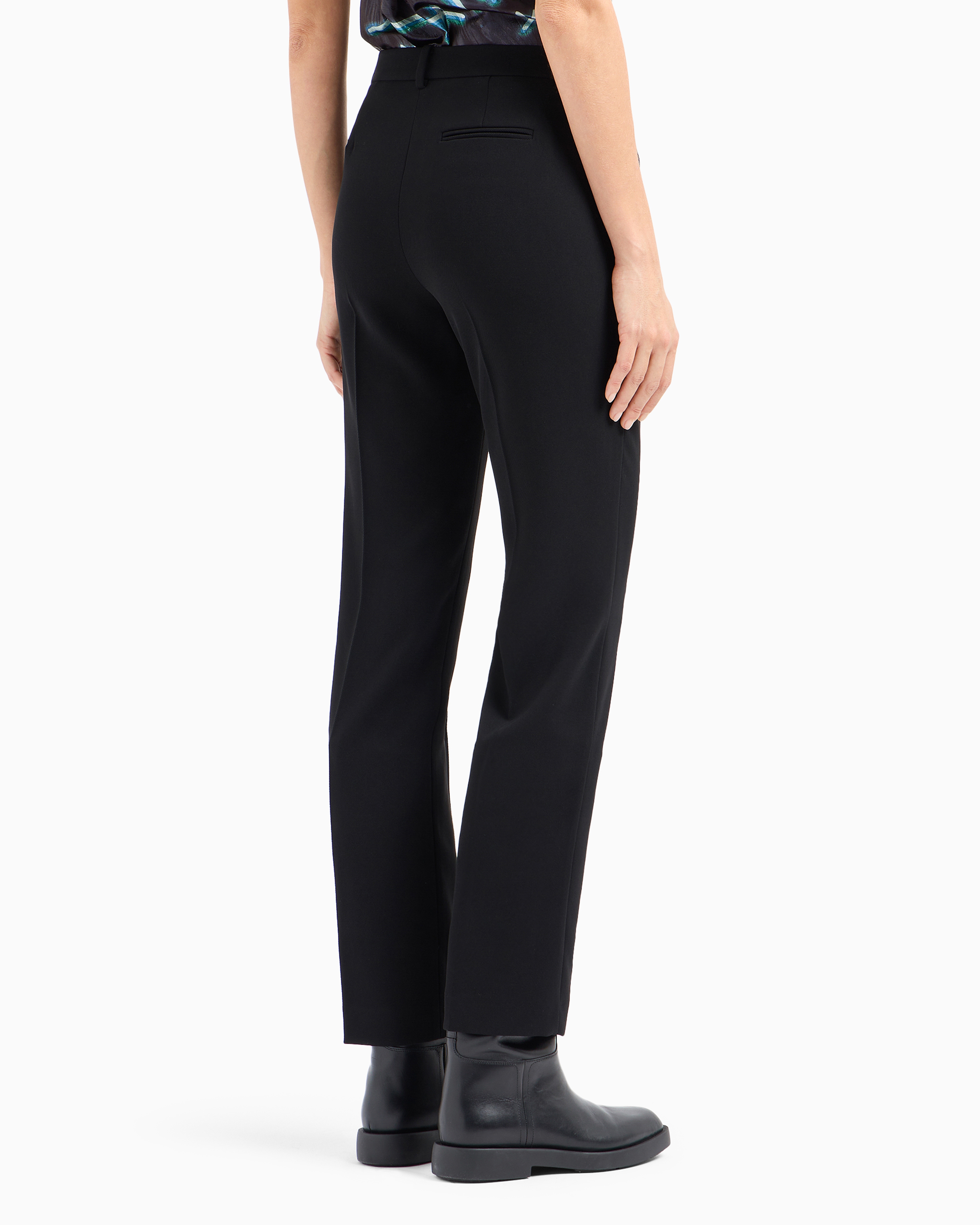 Shop Emporio Armani Technical Gabardine Trousers In Black