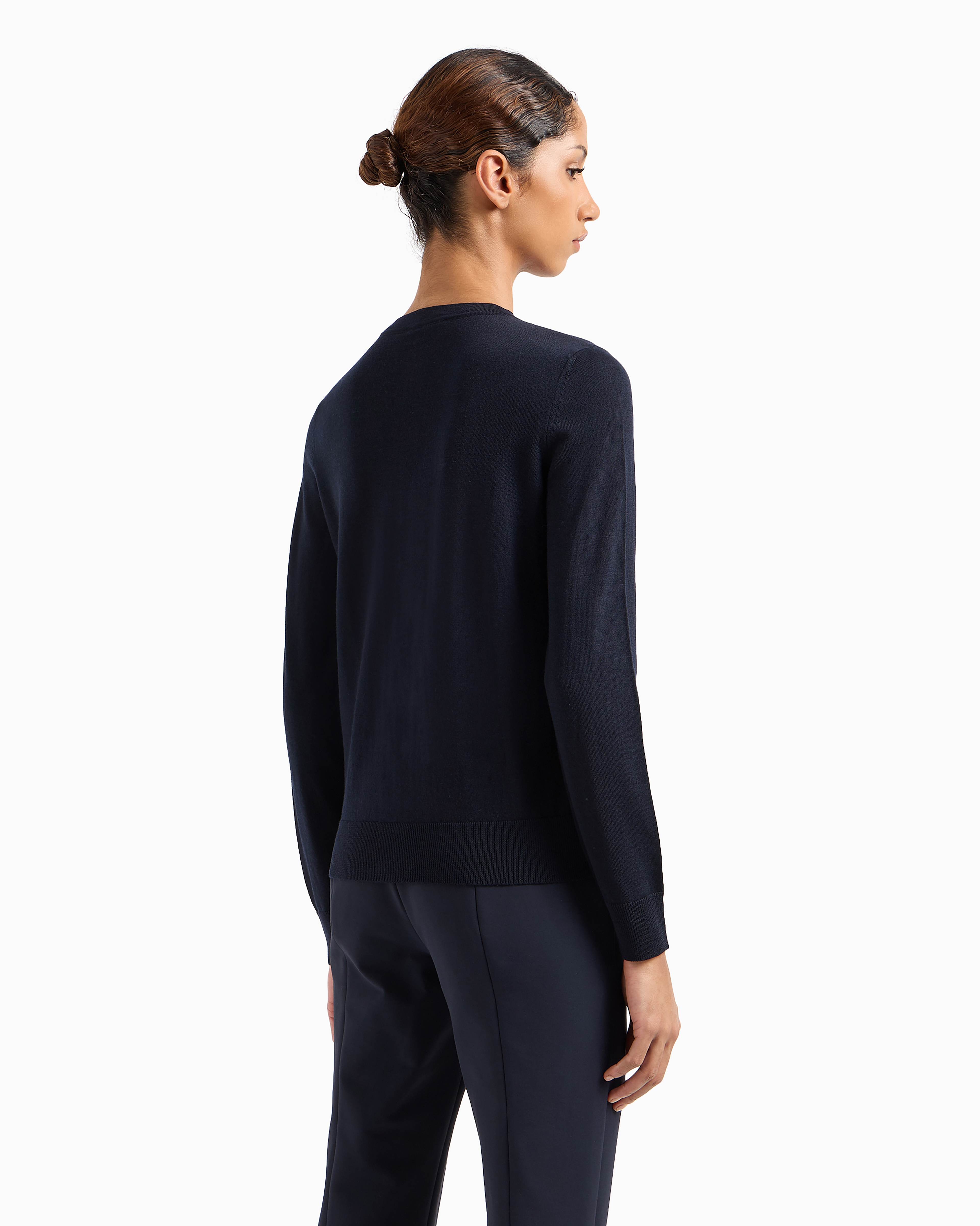 EMPORIO ARMANI CARDIGAN IN PLAIN-KNIT, PURE VIRGIN WOOL 