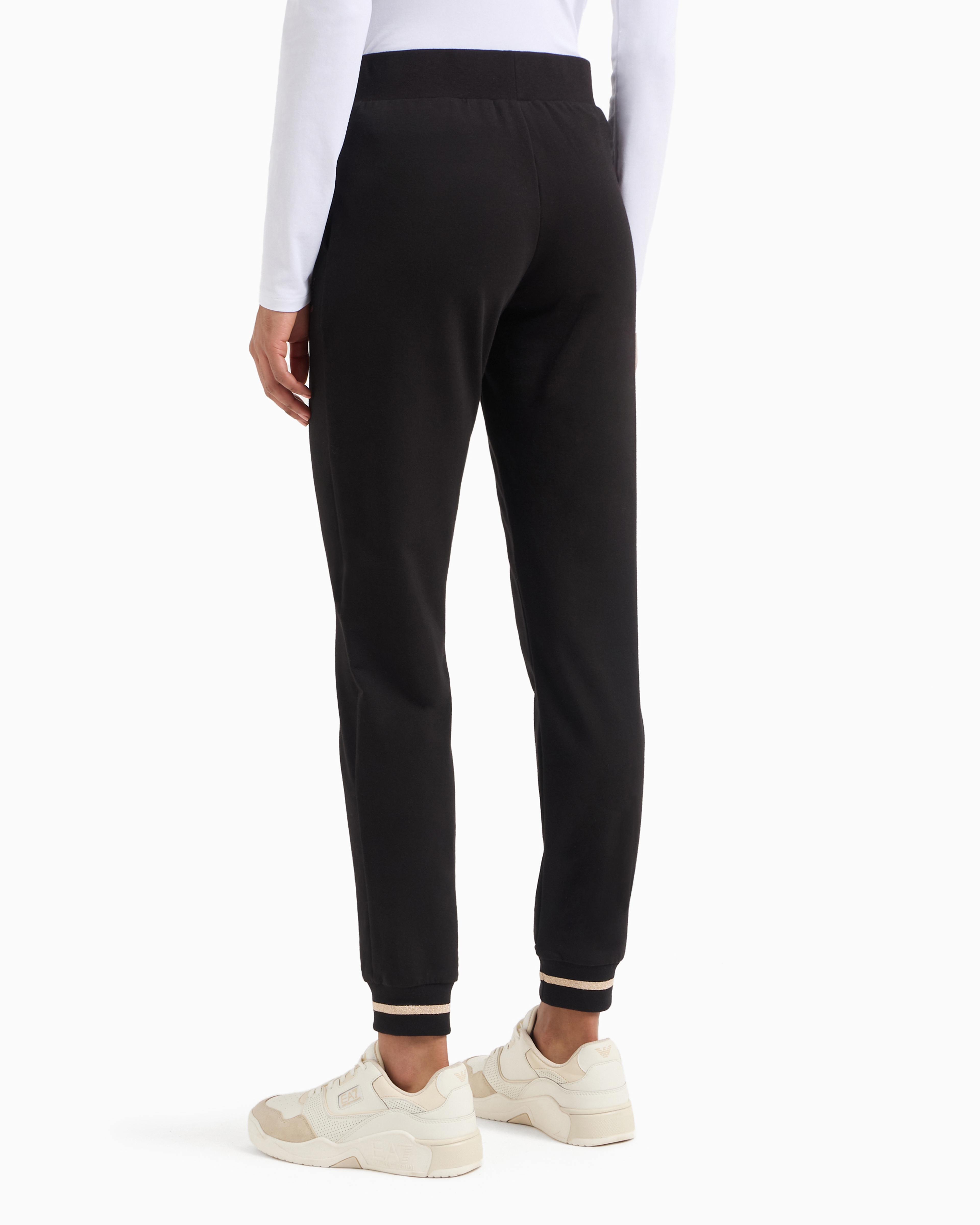 Ea7 Official Store Core Lady Stretch-cotton Joggers In Black