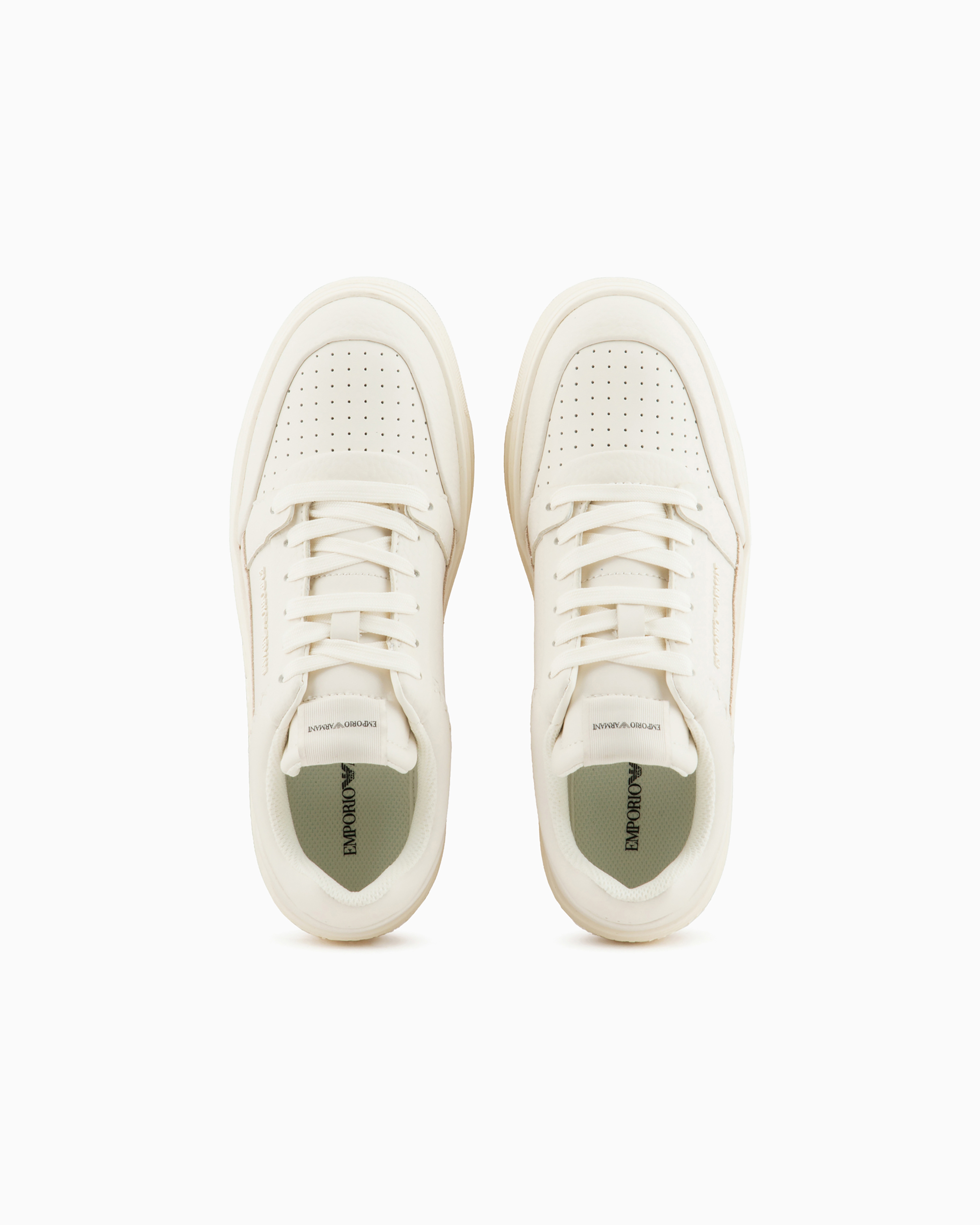 Emporio Armani Asv Regenerated-leather Sneakers With Contrasting Details In White