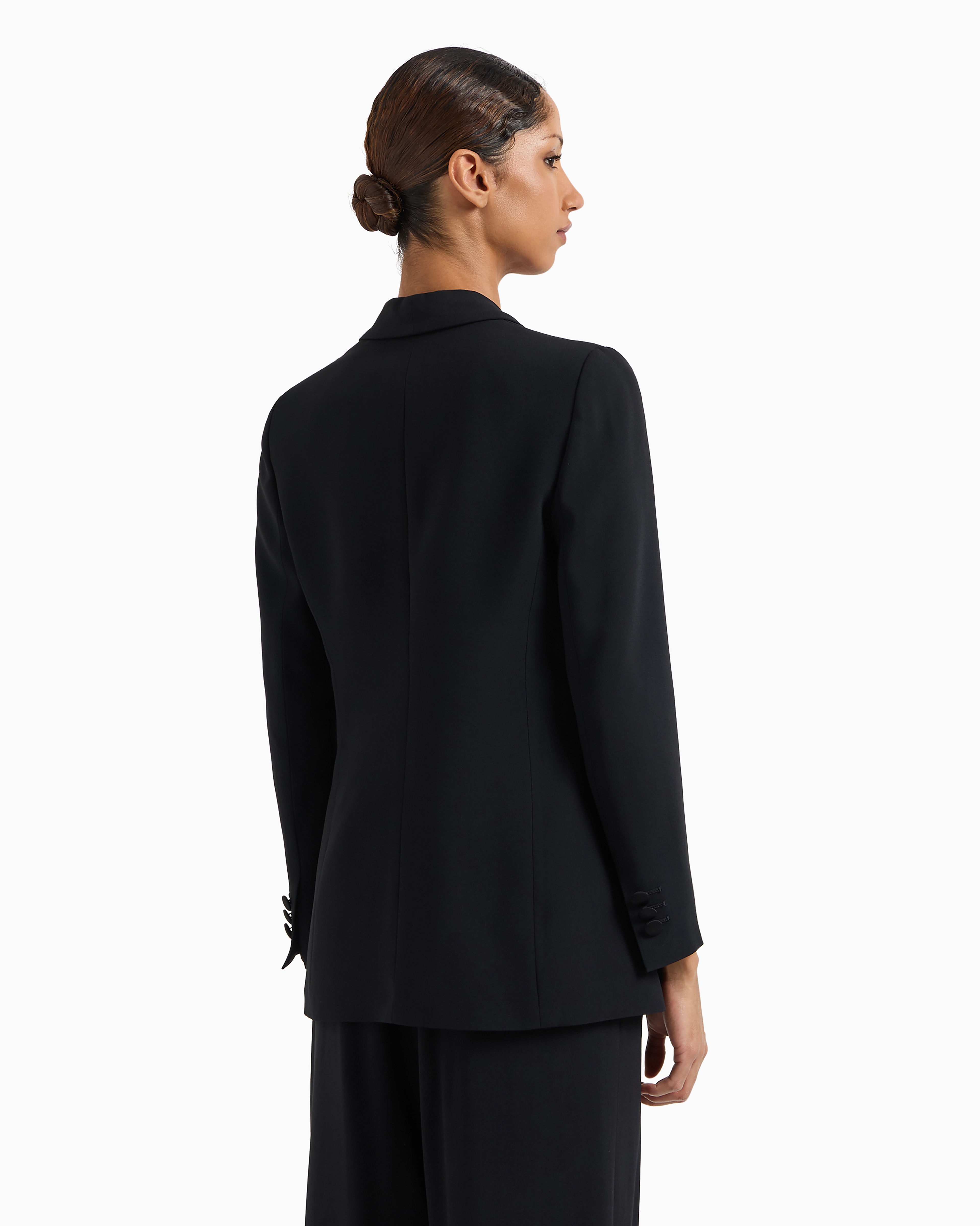 Shop Emporio Armani Envers-satin, Shawl-collar Jacket In Black