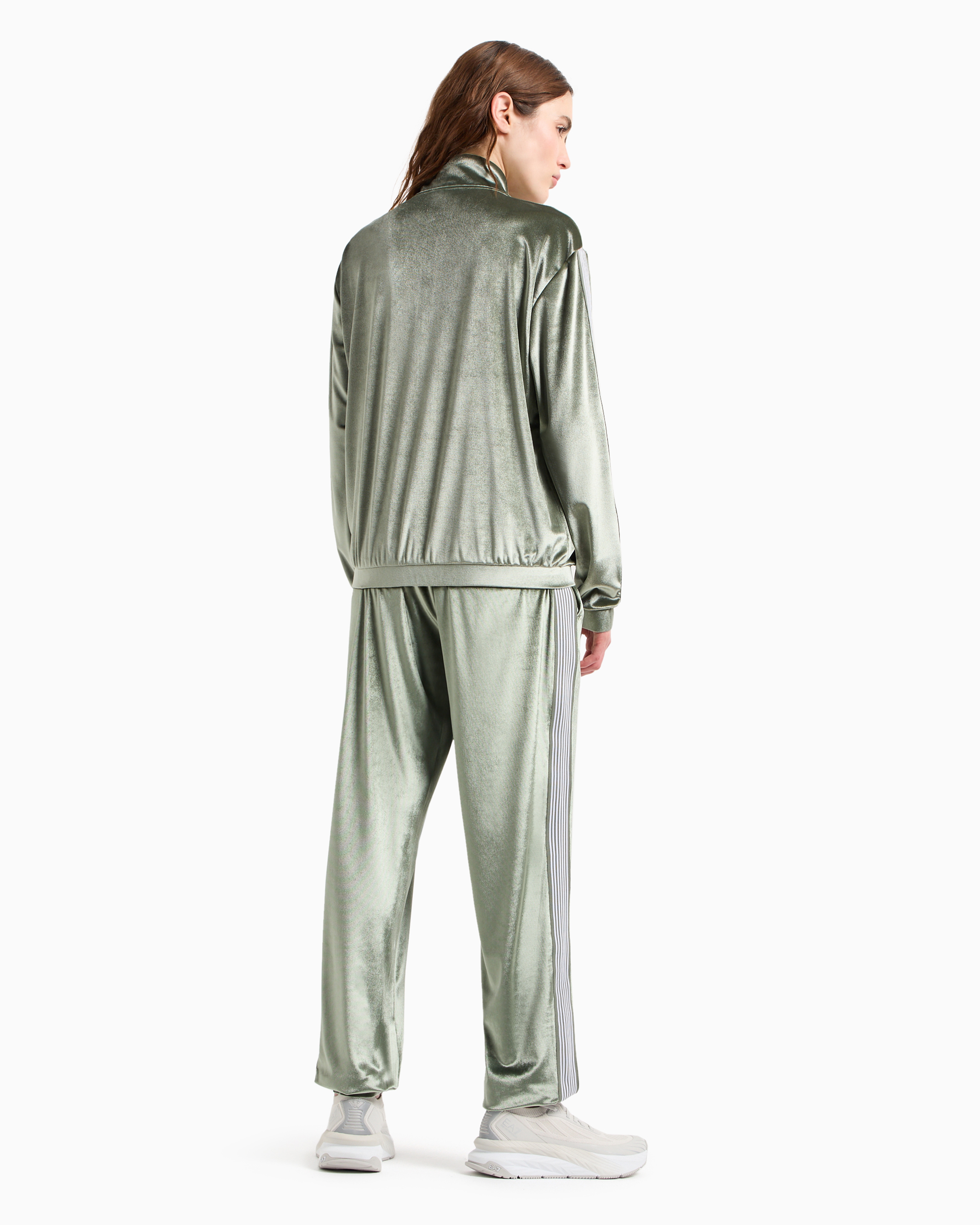 Shop Ea7 Athletic Velour Technical-fabric Tracksuit In Green