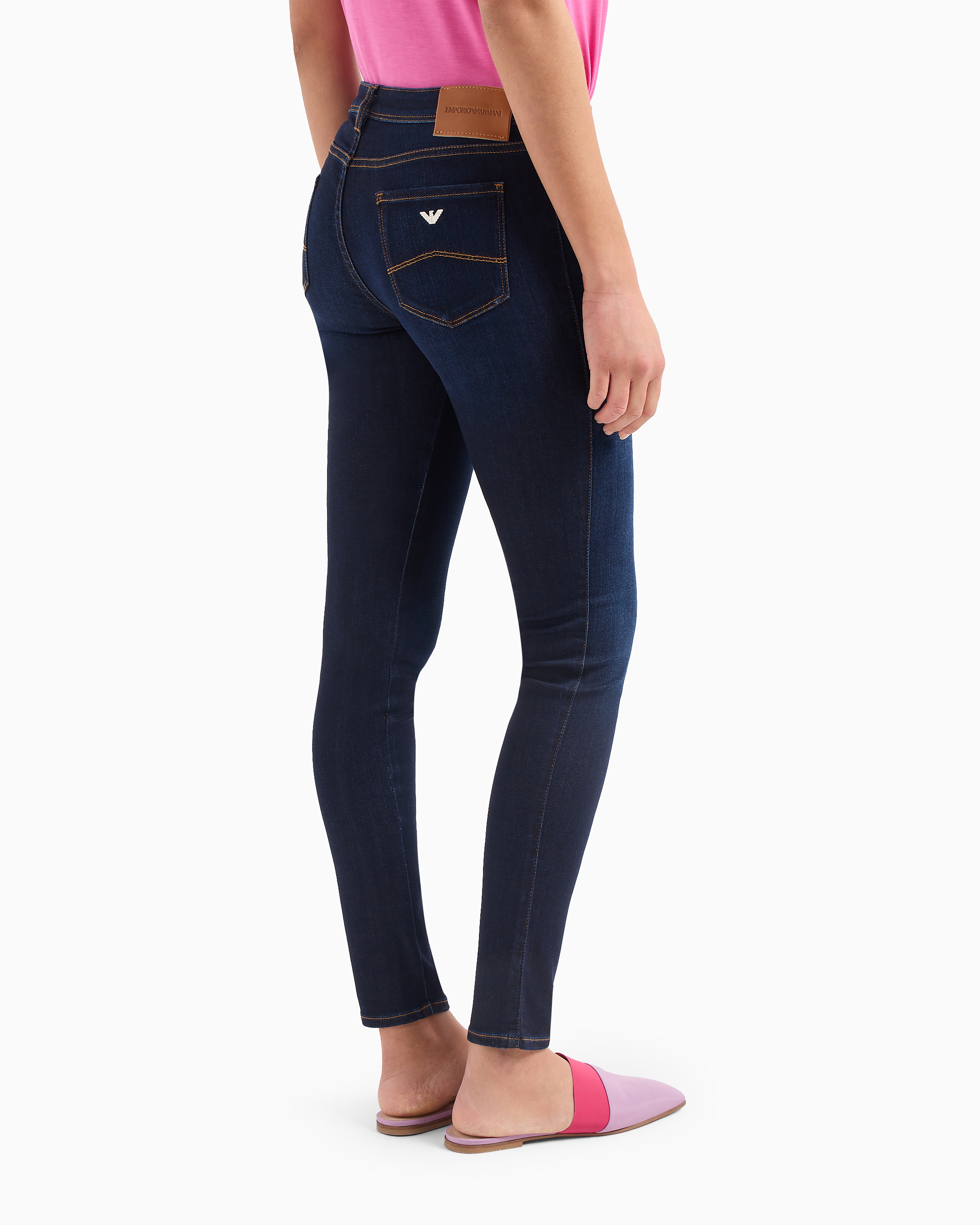 EMPORIO ARMANI J28 MEDIUM-WAISTED, SUPER SKINNY-LEG LYOCELL DENIM JEANS 