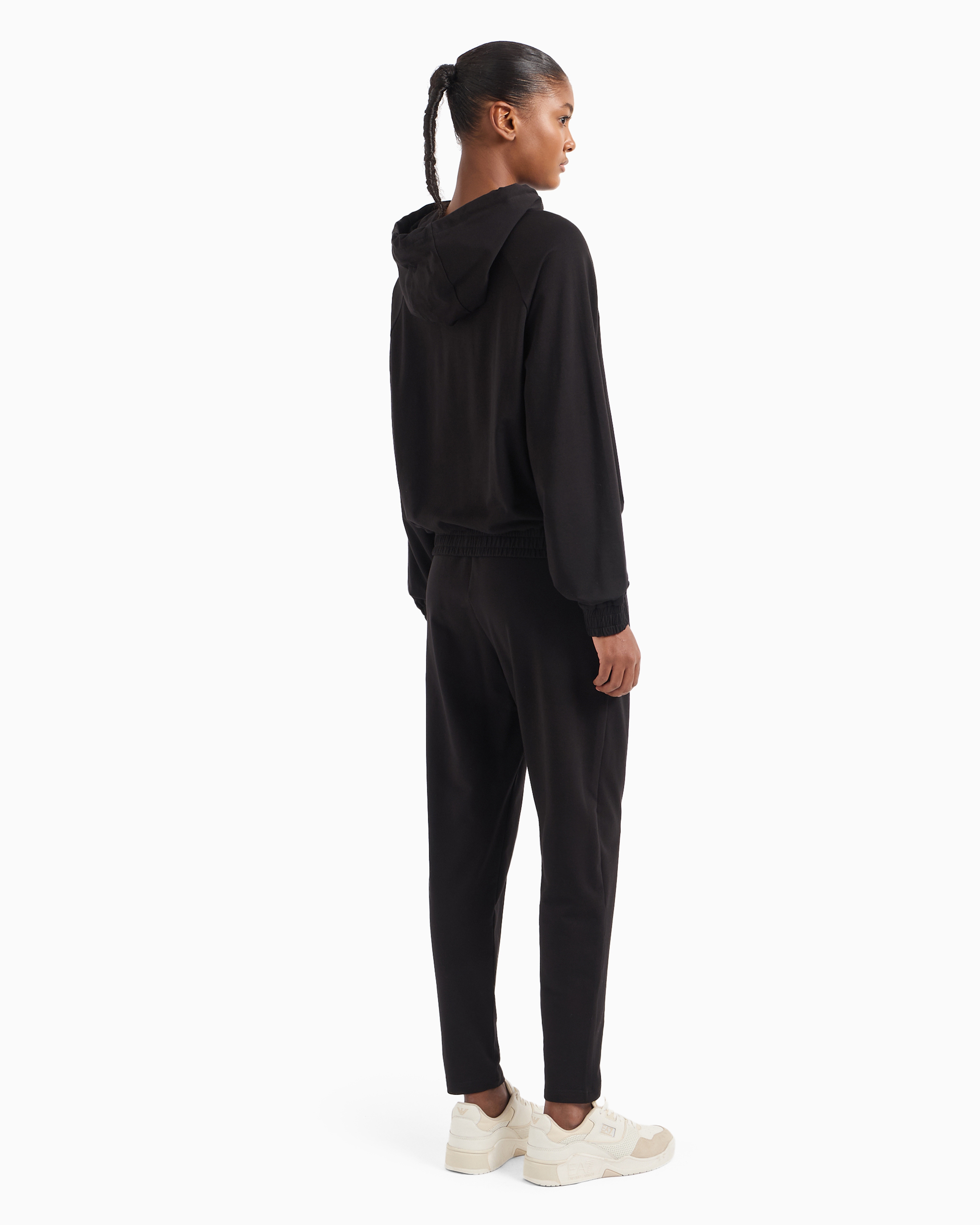 Shop Ea7 Asv Tracksuit In Stretch Organic Cotton And Modal, With Logo Studs In Black