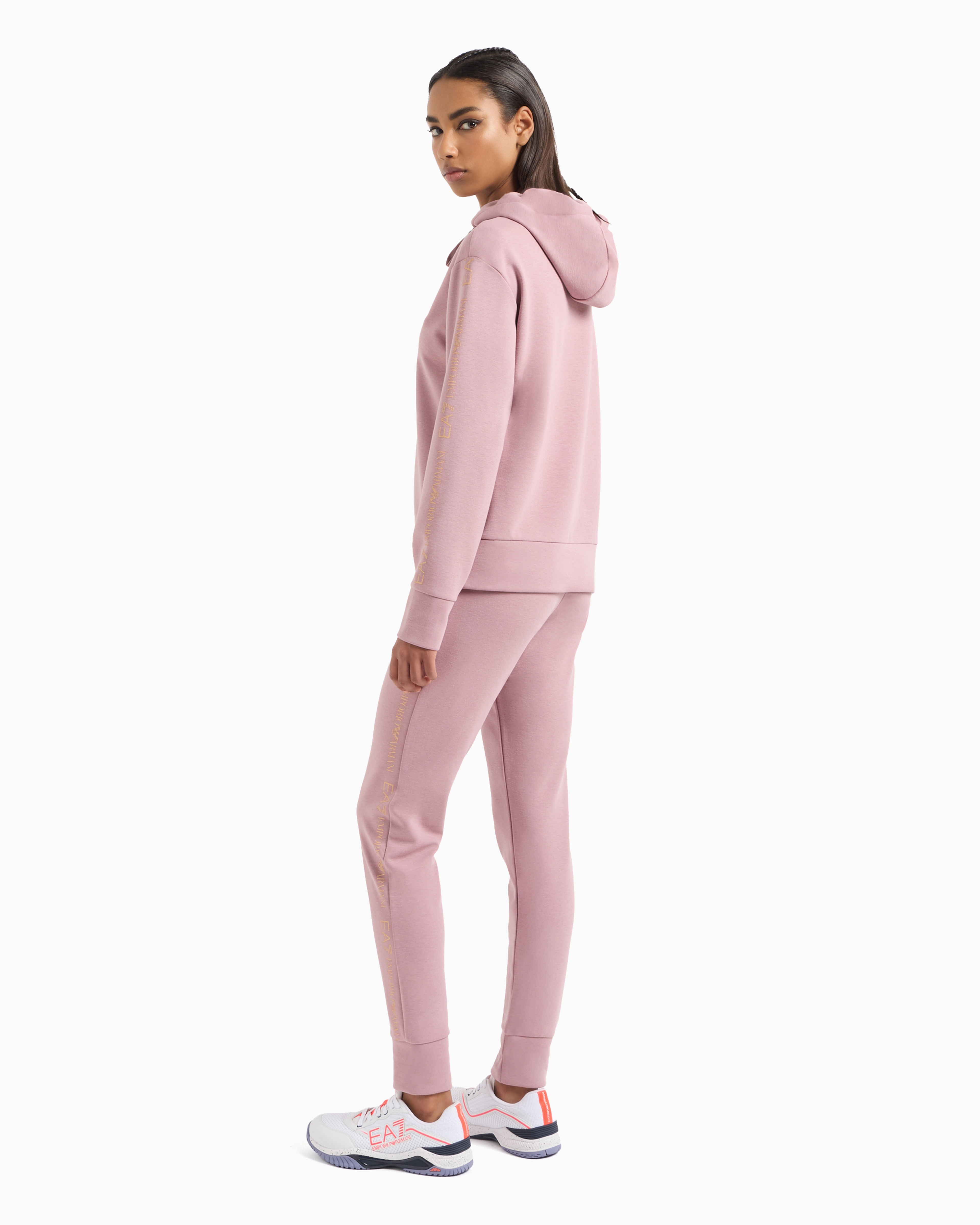 Ea7 Official Store Stretch-cotton Tracksuit In Pink