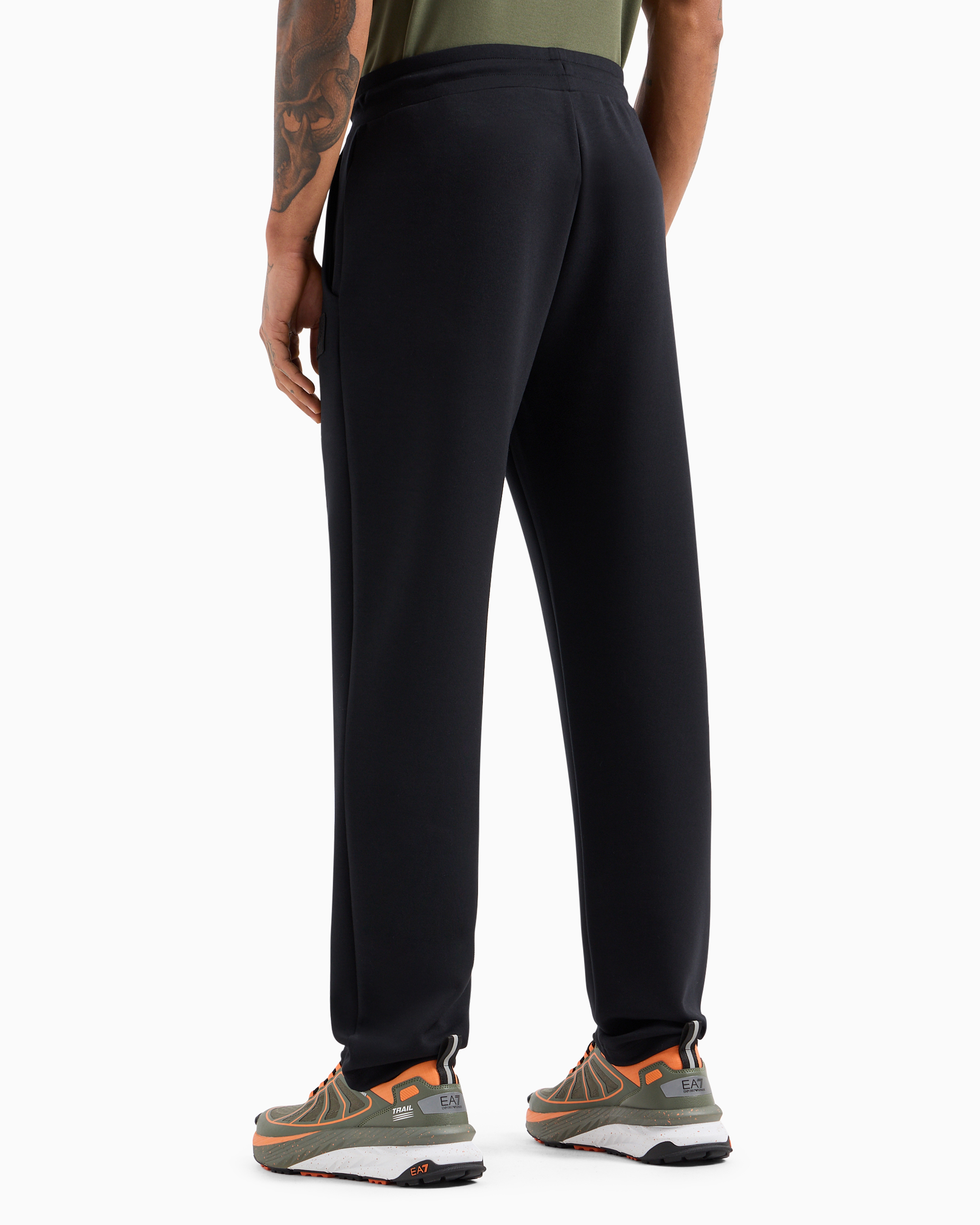 Shop Ea7 Lux Identity Modal-blend Trousers In Noir