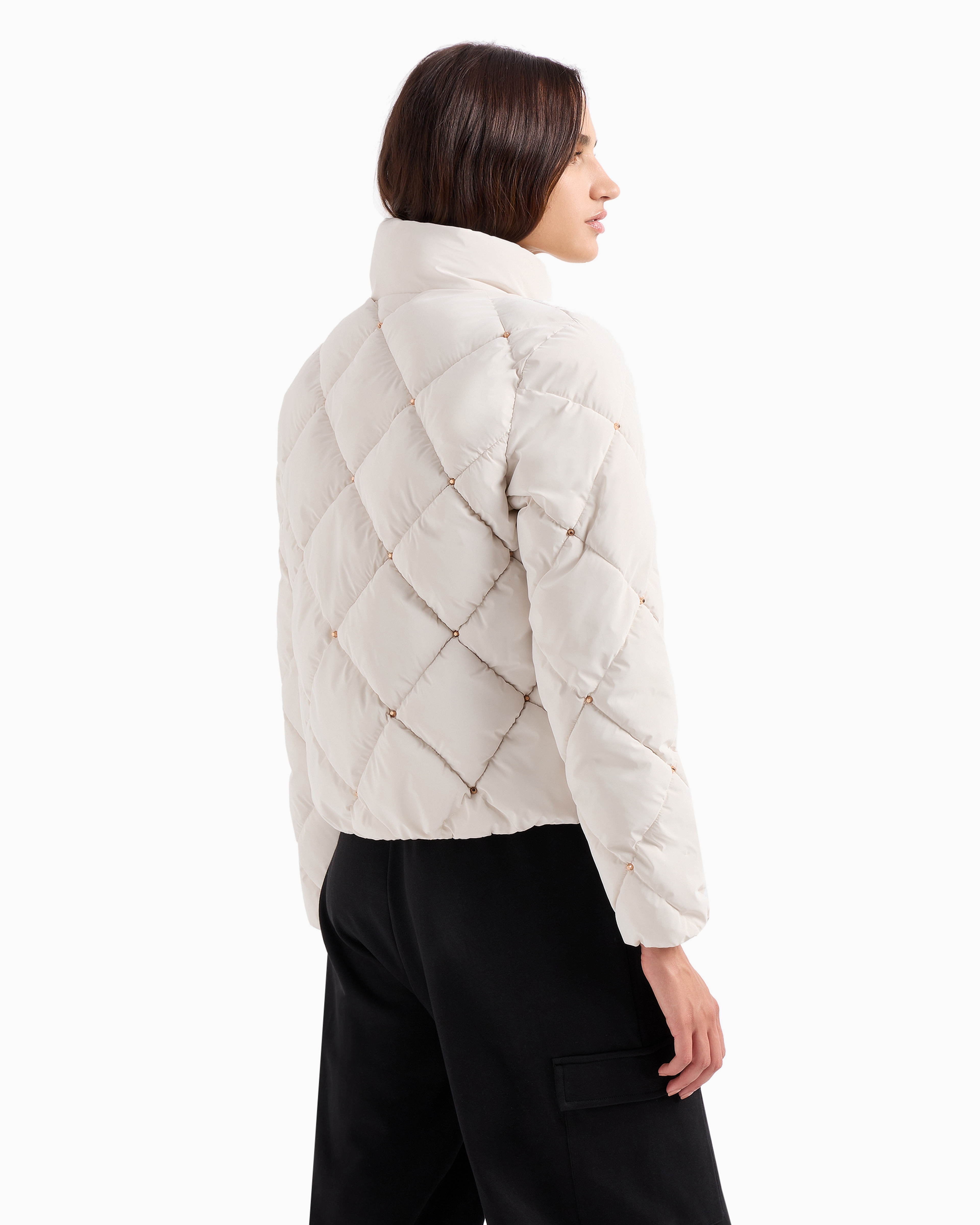 Shop Ea7 Quilted Nylon Single-breasted Padded Jacket In White