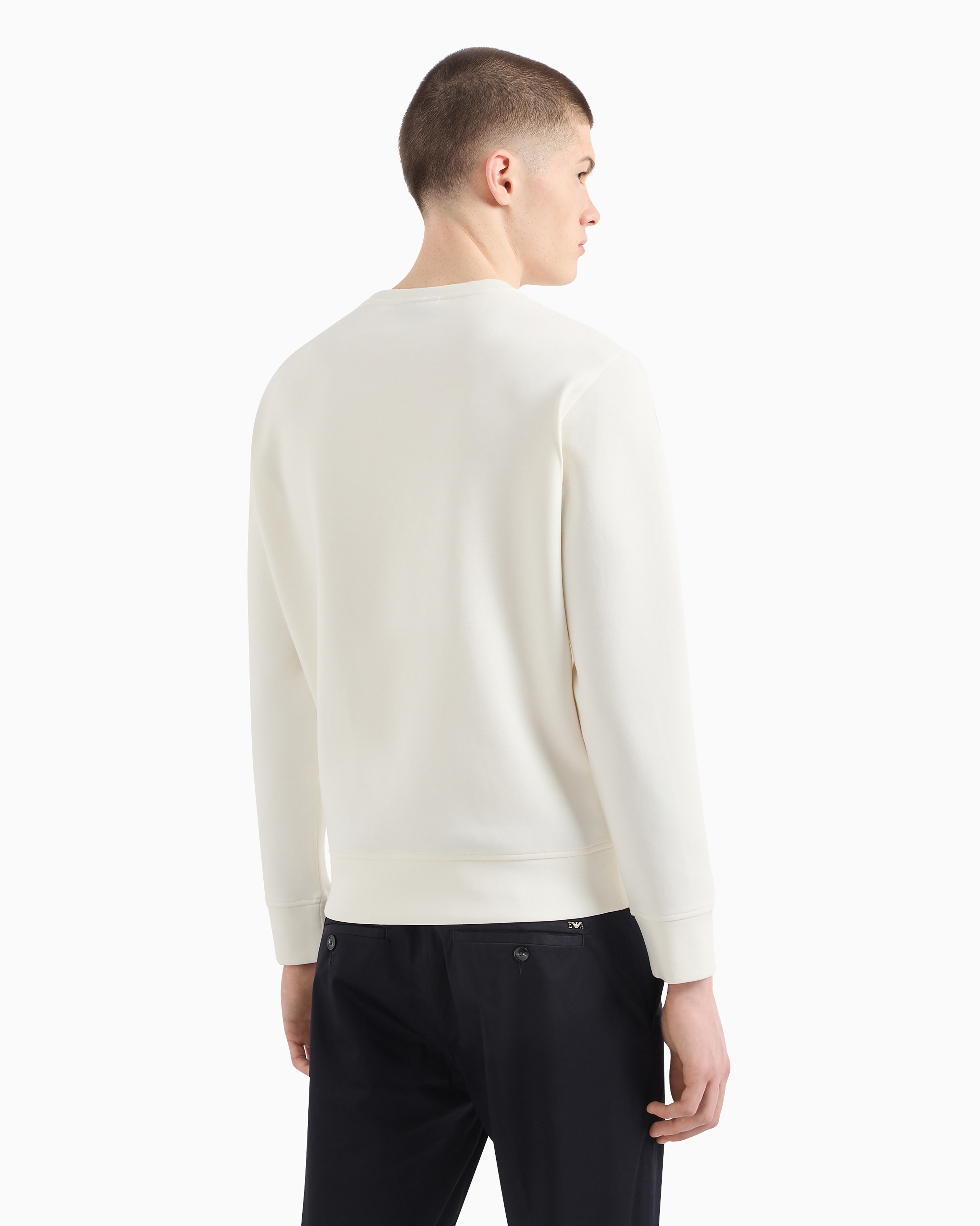 Emporio Armani Men's Logo Cotton Sweatshirt In White