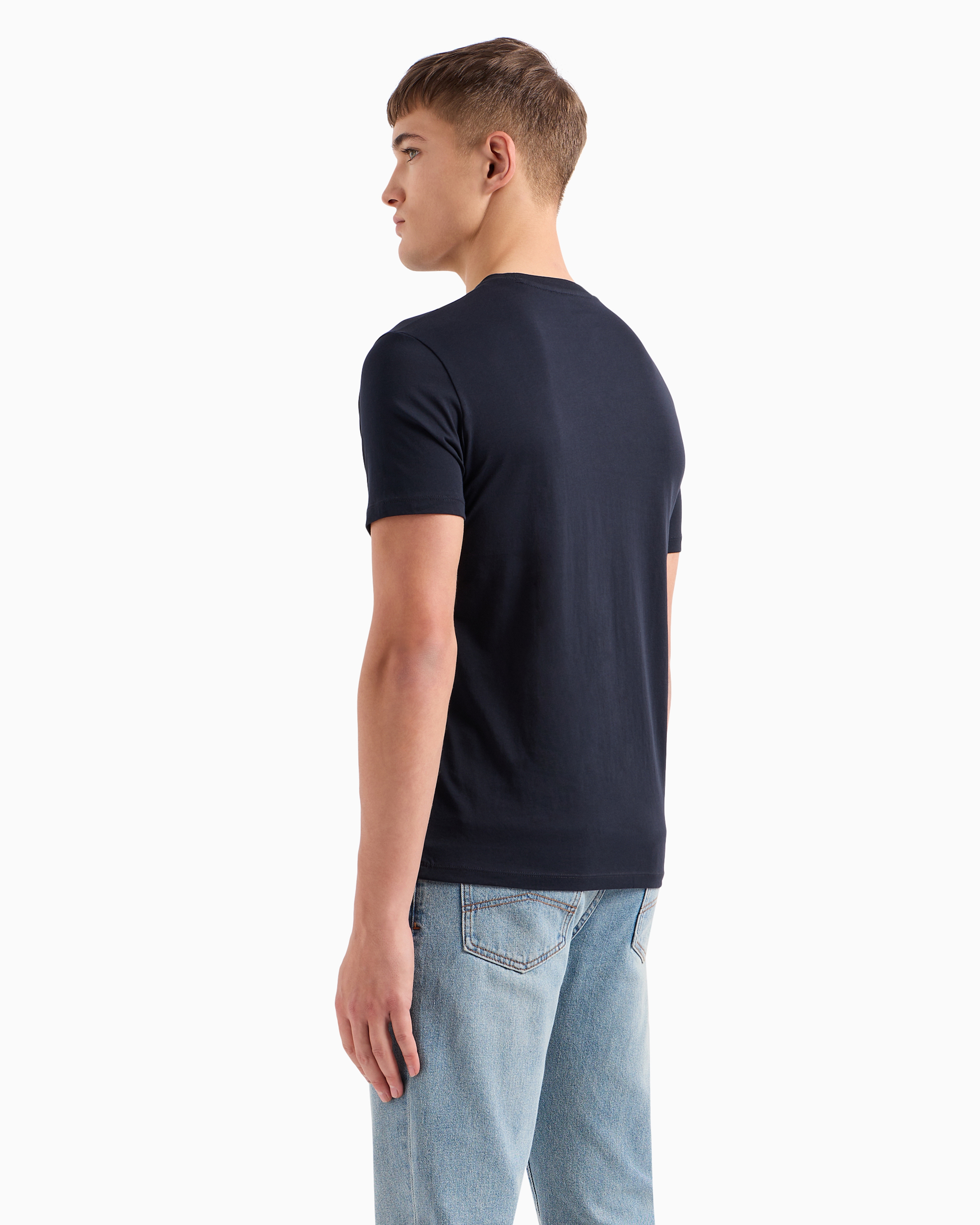 Armani Exchange Regular Fit T-shirt With Logo In Navy Blue