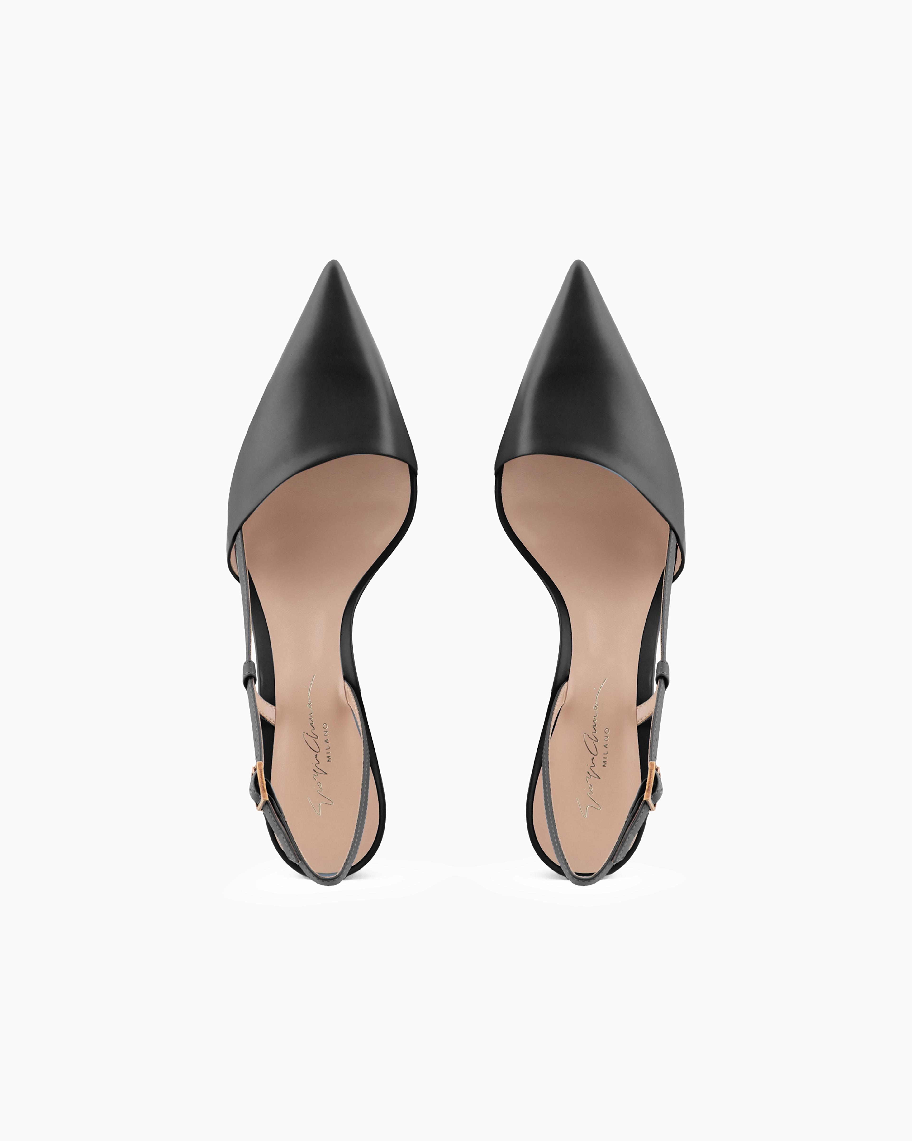 Shop Giorgio Armani Leather Slingbacks In Black