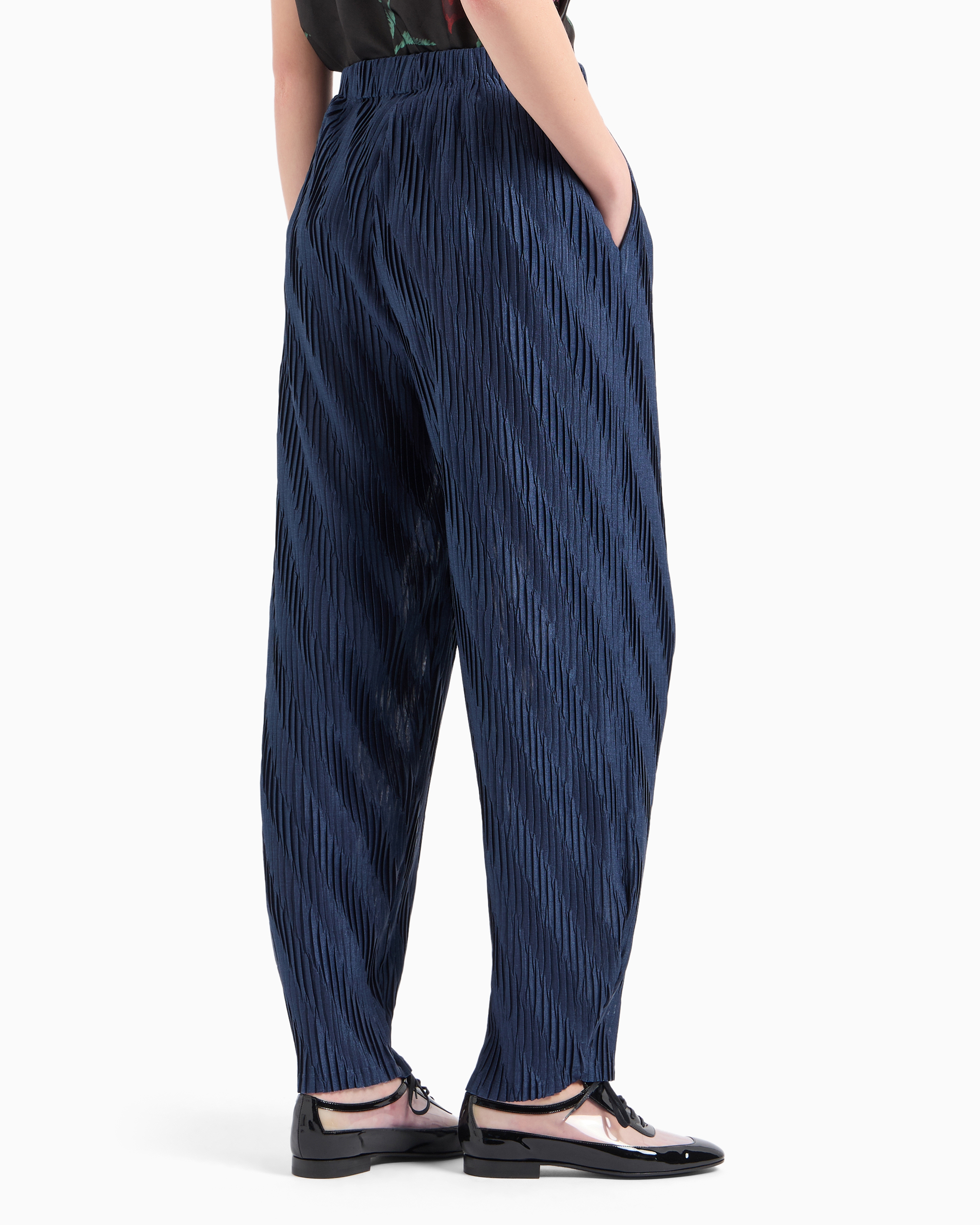 Giorgio Armani High-waist Pleated Trousers In Blue