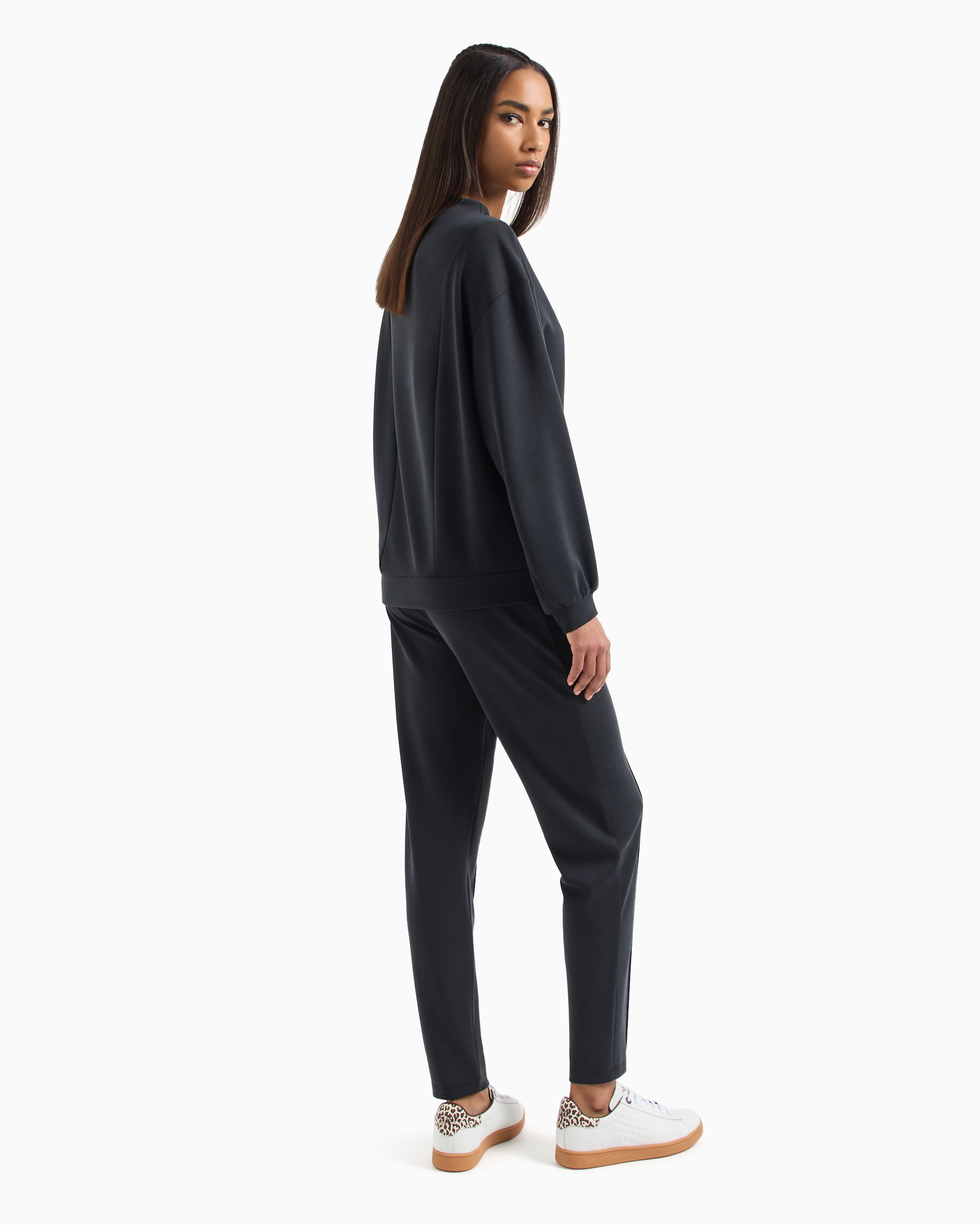 Shop Ea7 Core Lady Relax Tracksuit In A Stretch Modal Blend In Black