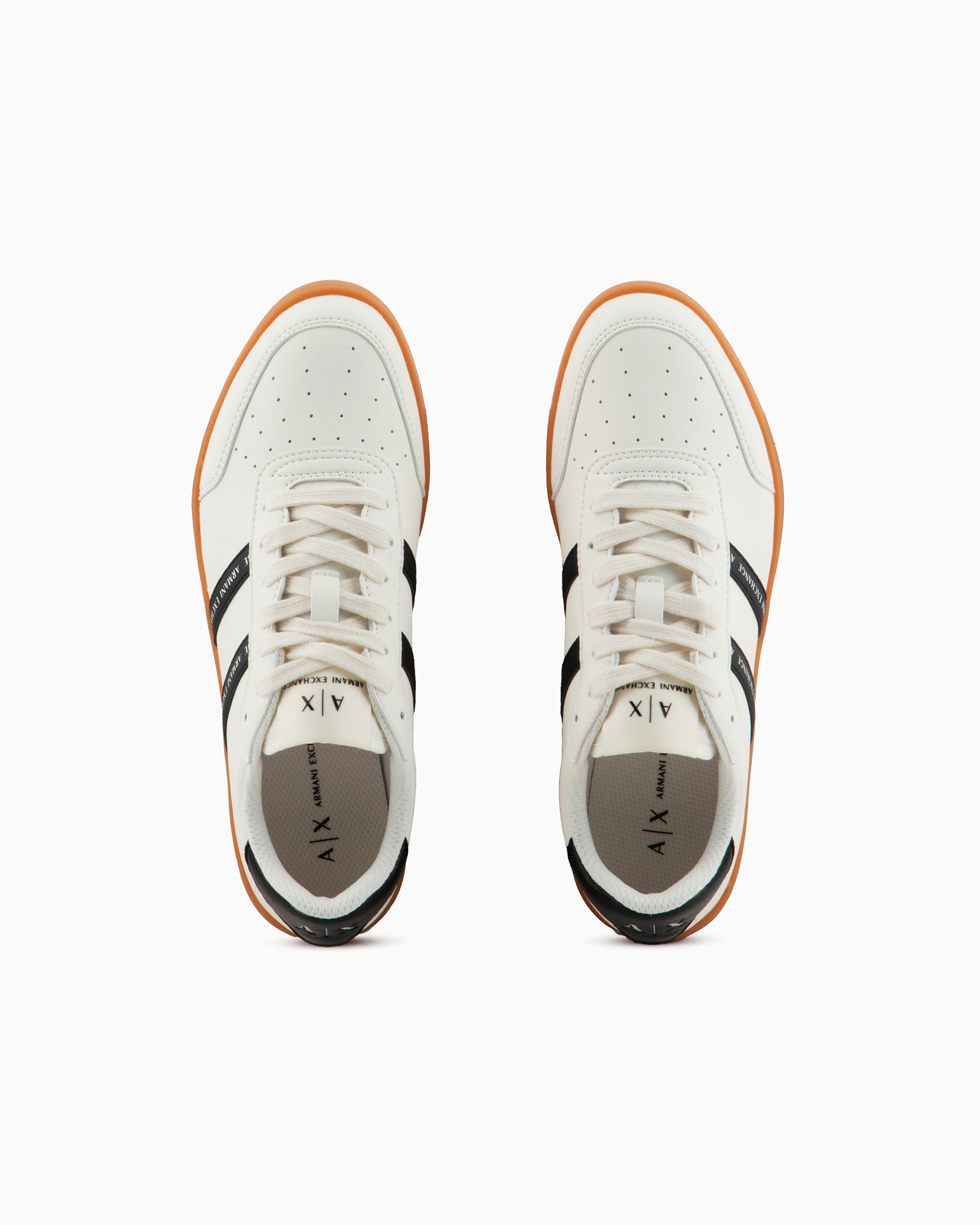 Shop Armani Exchange Sneakers With Contrasting Side Bands In Bianco E Nero